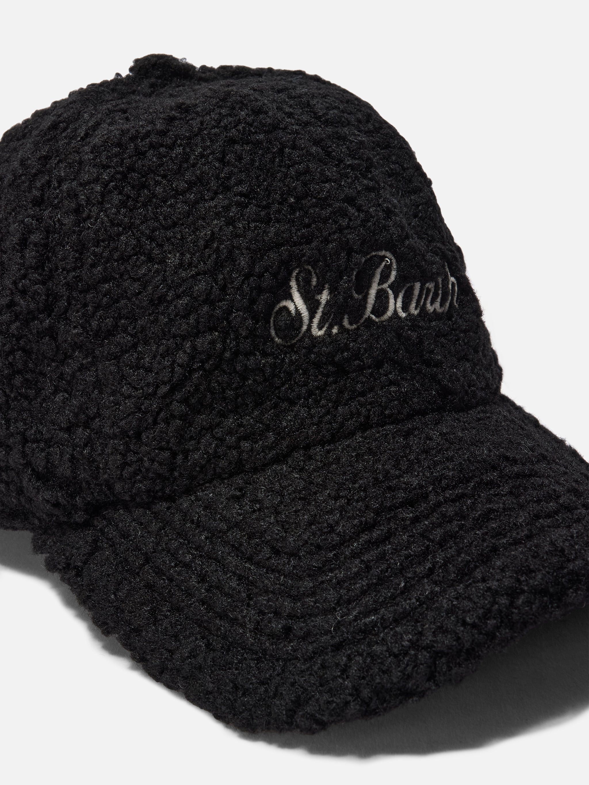 mc2-saint-barth-baseball-cappello-con-visiera-in-sherpa-nero image 2