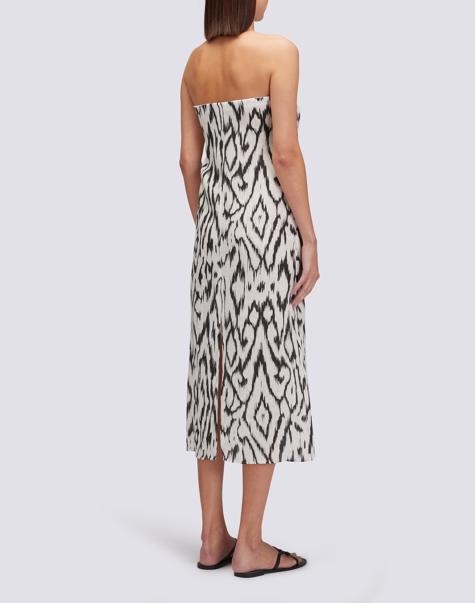 sundek-goldenwave-abito-lungo-in-lino-senza-maniche-con-stampa-astratta-donna image 3