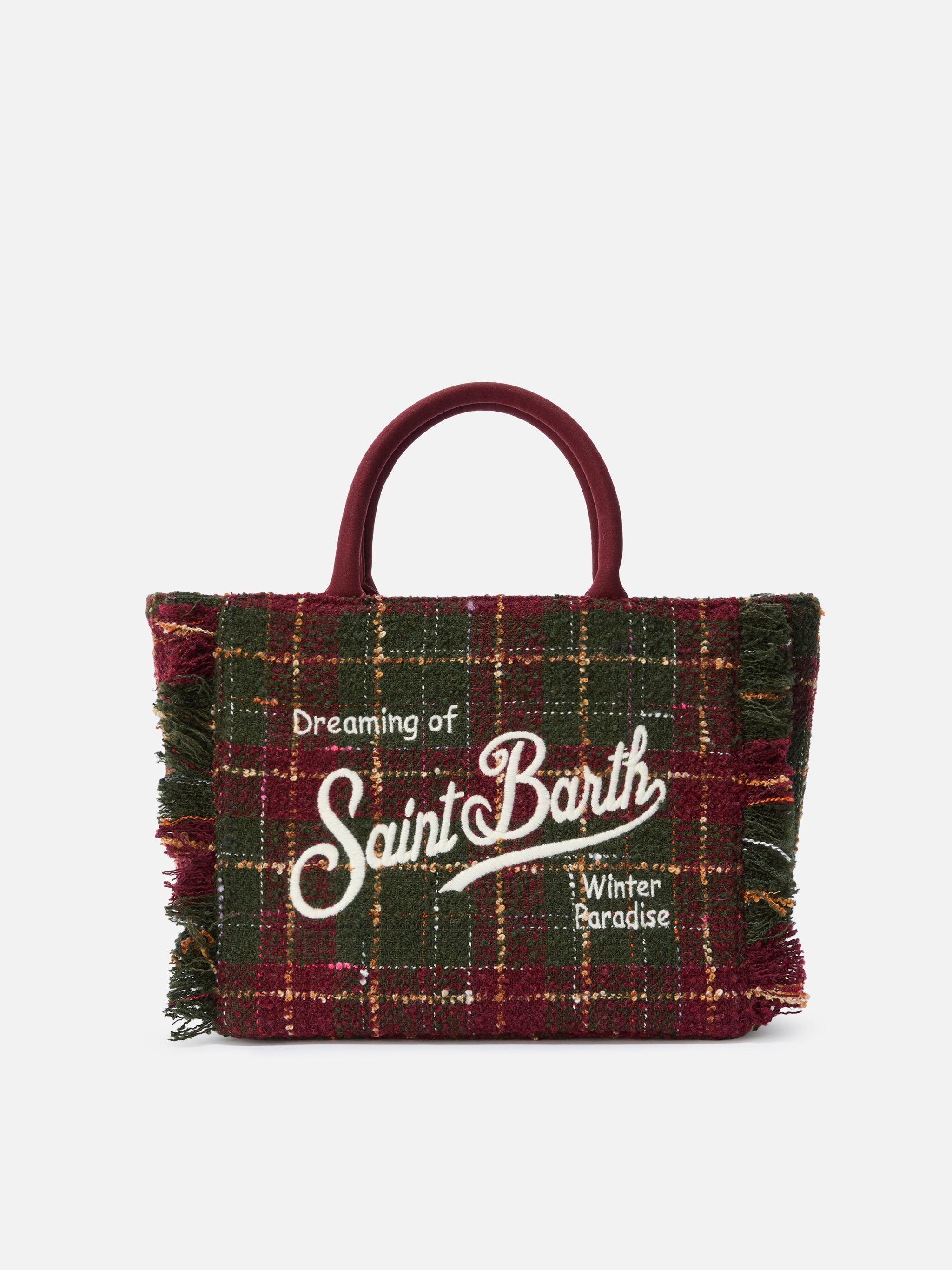 mc2-saint-barth-colette-tweed-borsa-a-mano-bordeaux-check-27x25x14-cm image 1