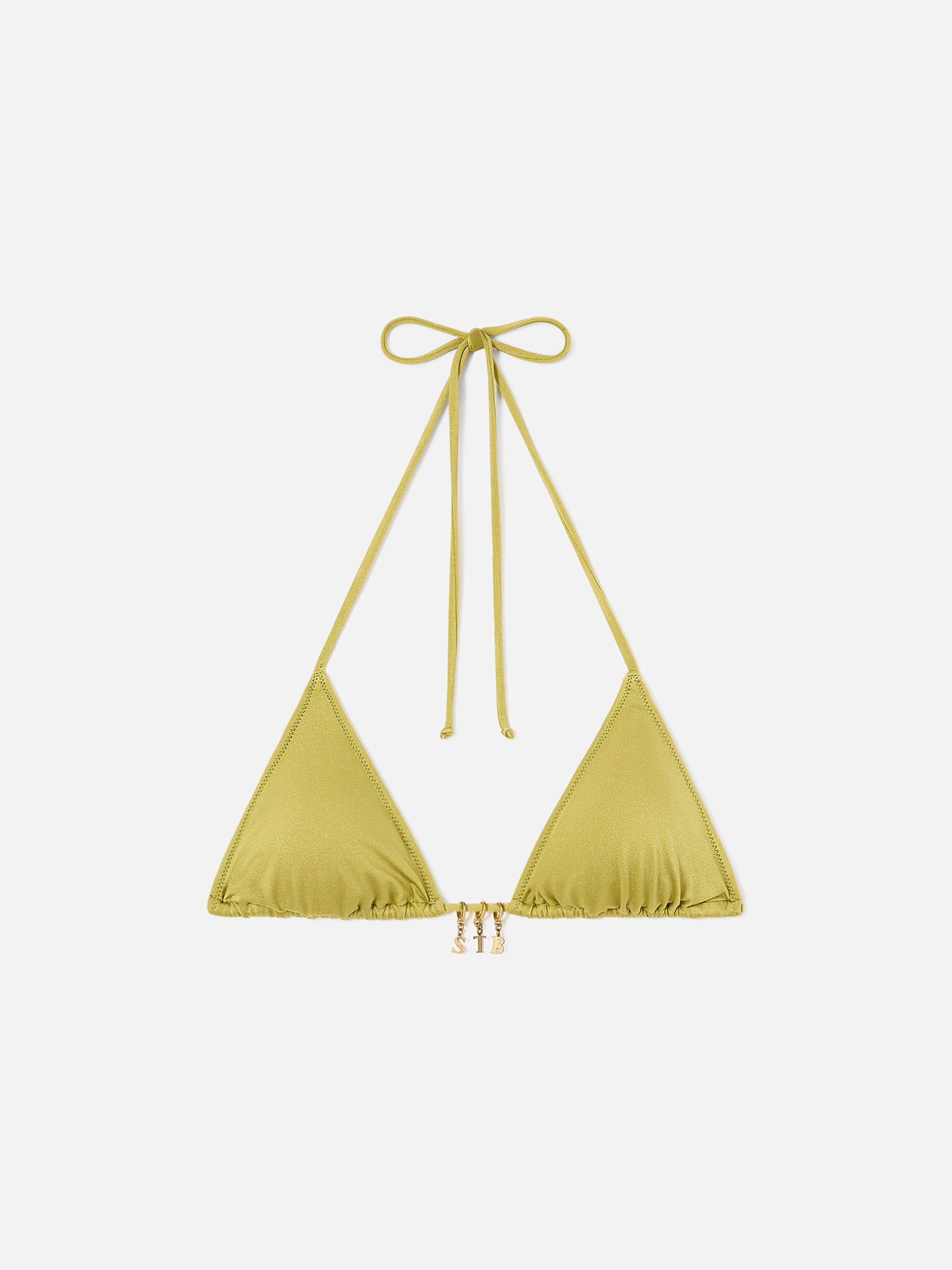 mc2-saint-barth-top-bikini-donna-leah-triangolo-glossy-finish-verde-con-charms image 1