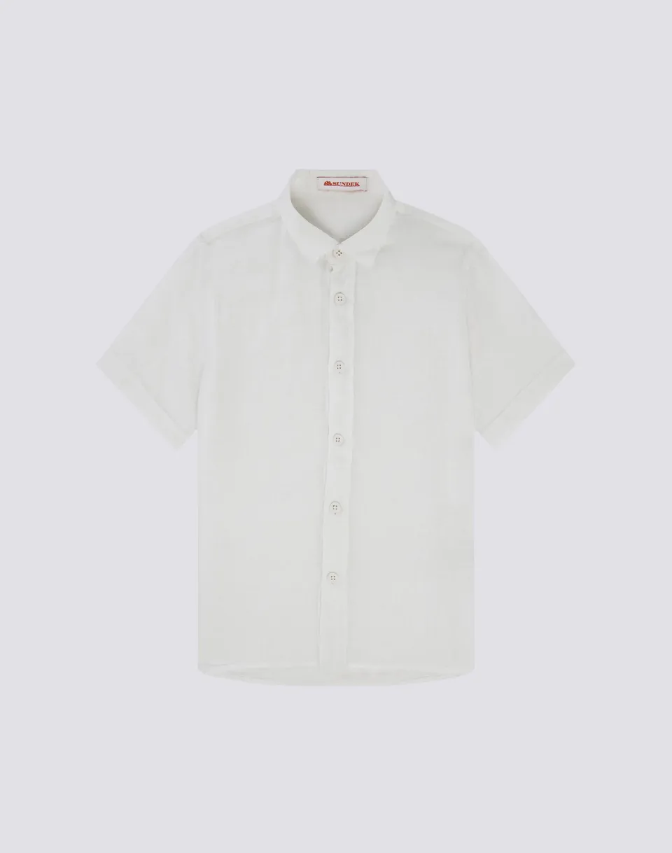 sundek-camicia-in-lino-da-bambino-a-manica-corta-tinto-capo-b814shli5tc image 1