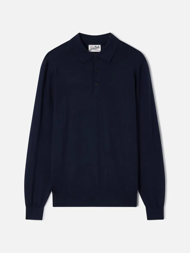 mc2-saint-barth-alfie-polo-uomo-in-lana-merino-blu-navy image 1