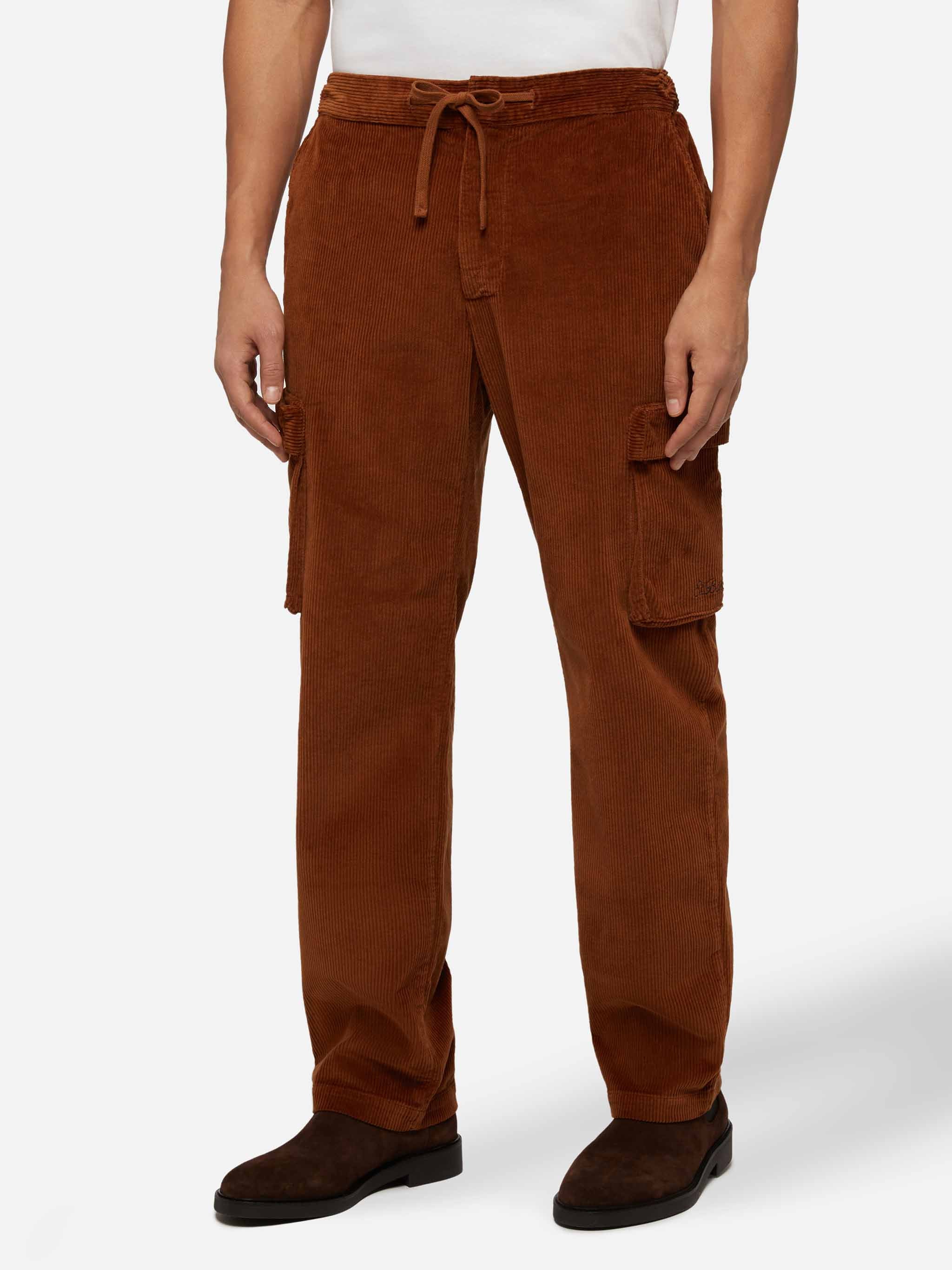 mc2-saint-barth-pantalone-uomo-goldeck-cargo-velluto-a-coste-cammello image 1