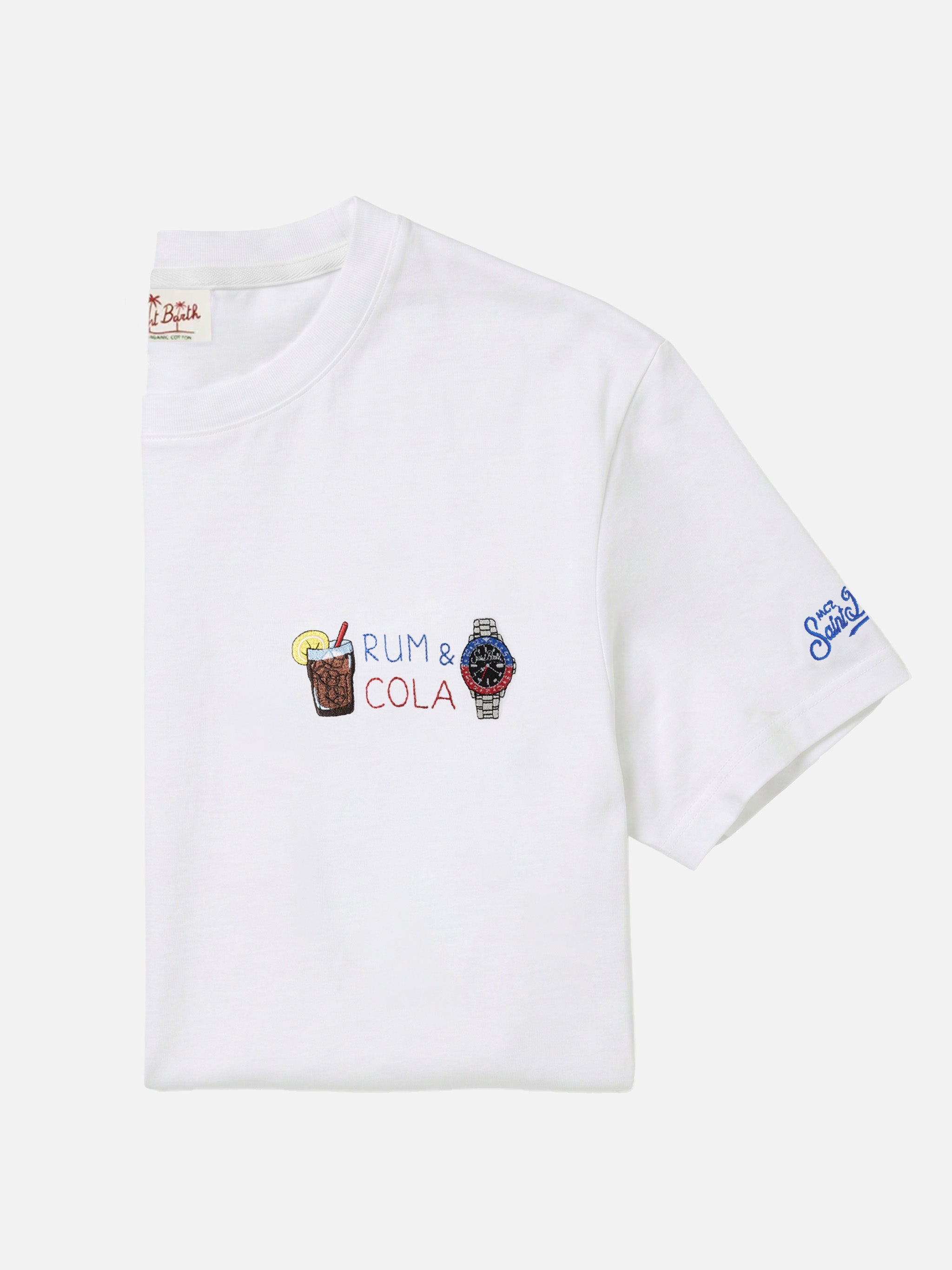 mc2-saint-barth-t-shirt-portofino-bianca-con-ricamo-rum-e-cola image 1