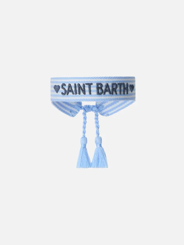 mc2-saint-barth-bracciale-tessuto-rigato-azzurro-ricamo-saint-barth image 1