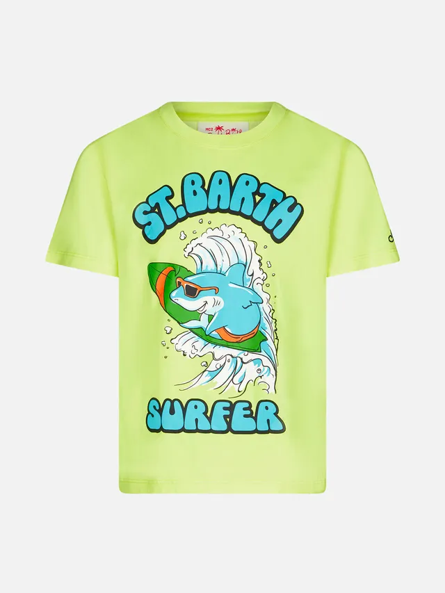 mc2-saint-barth-t-shirt-bambino-st-barth-surfer-in-cotone-gialla image 1
