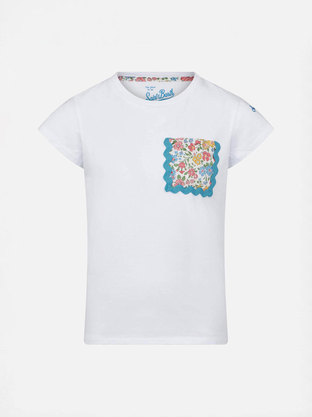 t-shirt-da-bambina-mc2-saint-barth-in-cotone-con-taschino-stampa-fiori image 1