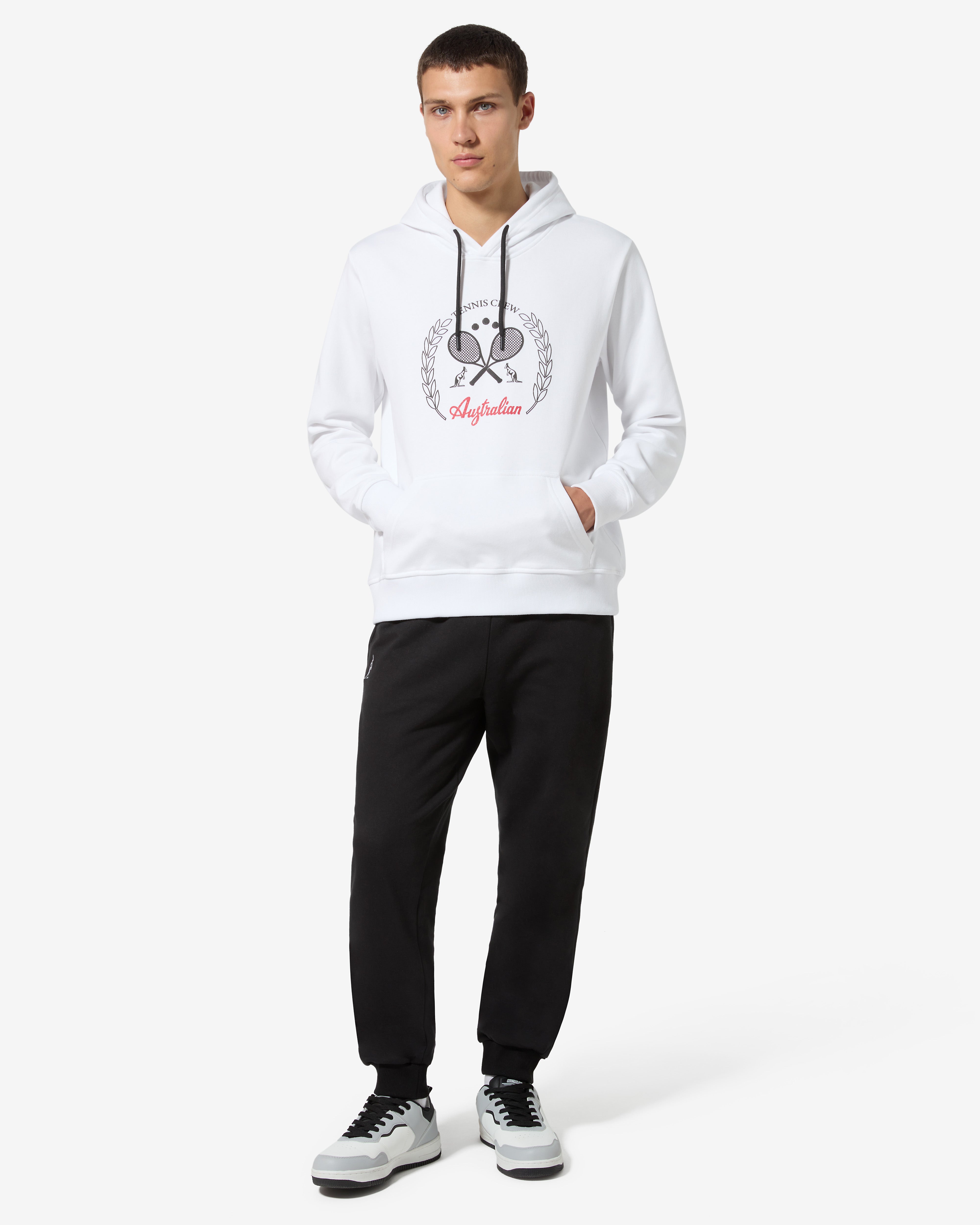 australian-tennis-crew-felpa-con-cappuccio-bianca-in-cotone image 2