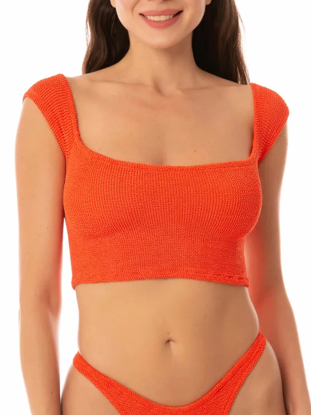 mc2-saint-barth-top-bikini-zena-crinkle-arancione-tinta-unita-donna image 1