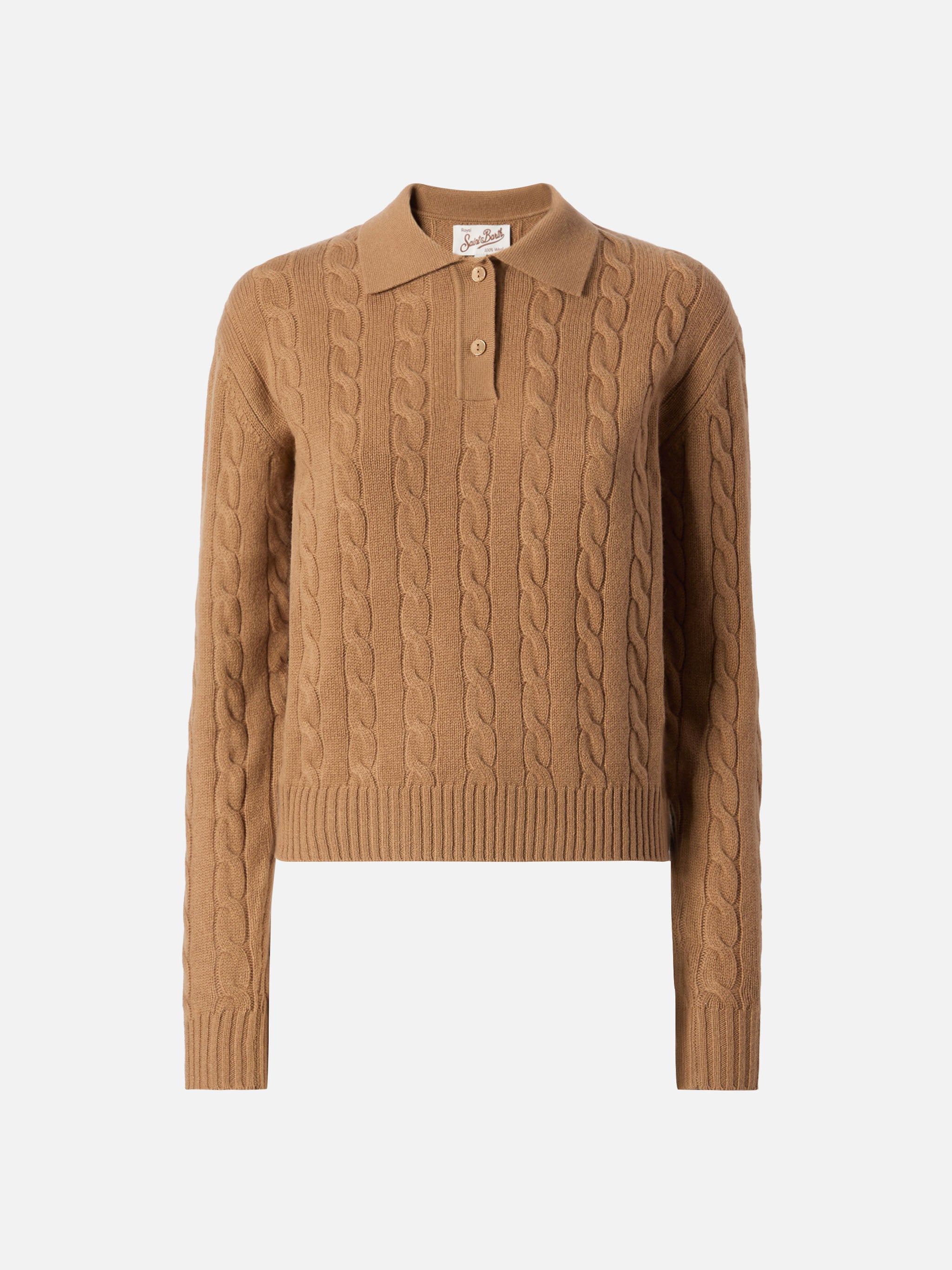 mc2-saint-barth-savoy-maglione-polo-a-trecce-in-lana-merino-cammello image 5
