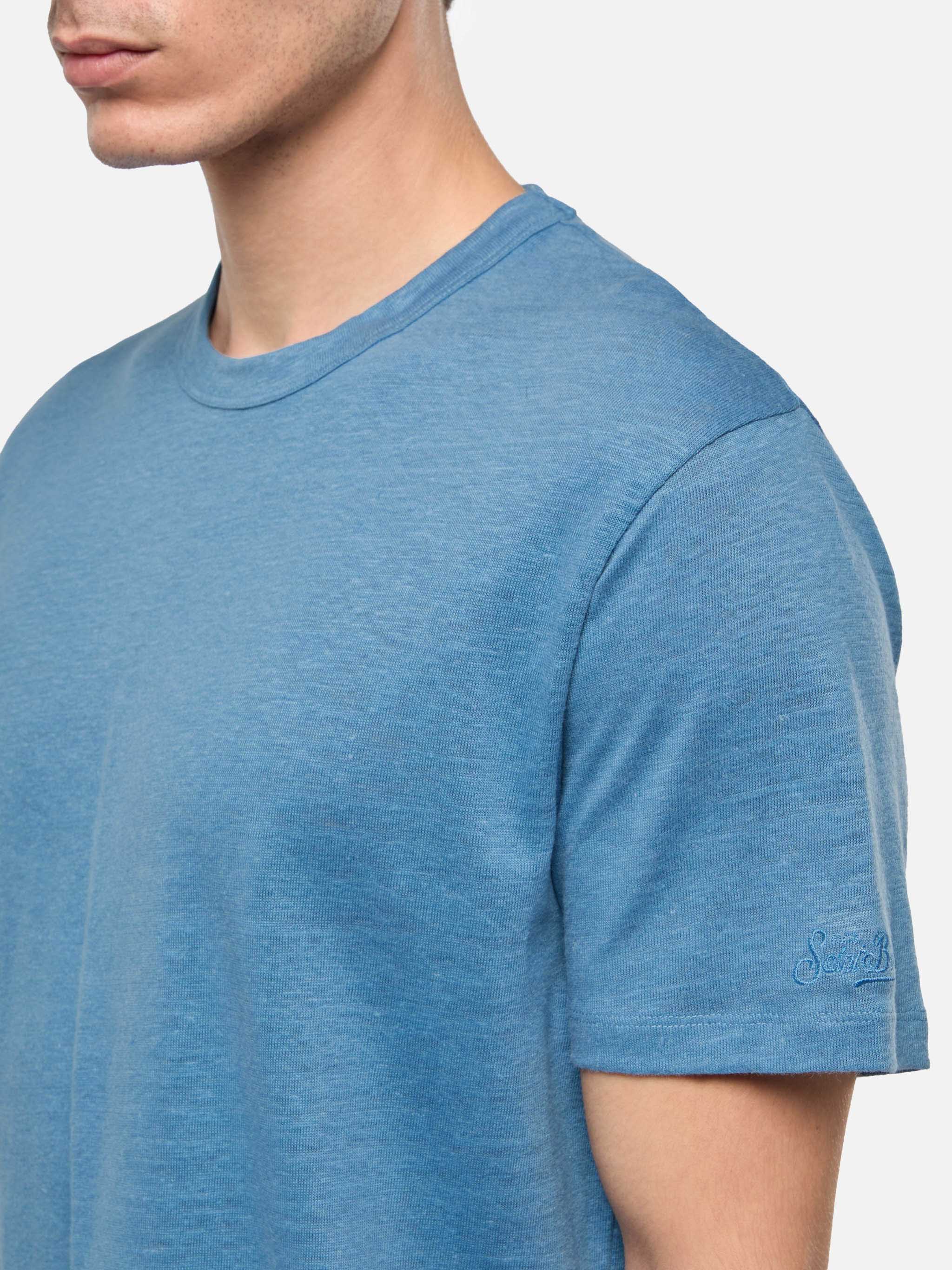mc2-saint-barth-t-shirt-ecstasea-in-jersey-di-lino-blu-polvere image 3