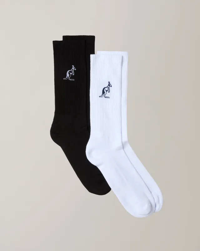 australian-bi-pack-cotton-socks-doppio-paio-bianco-nero image 1