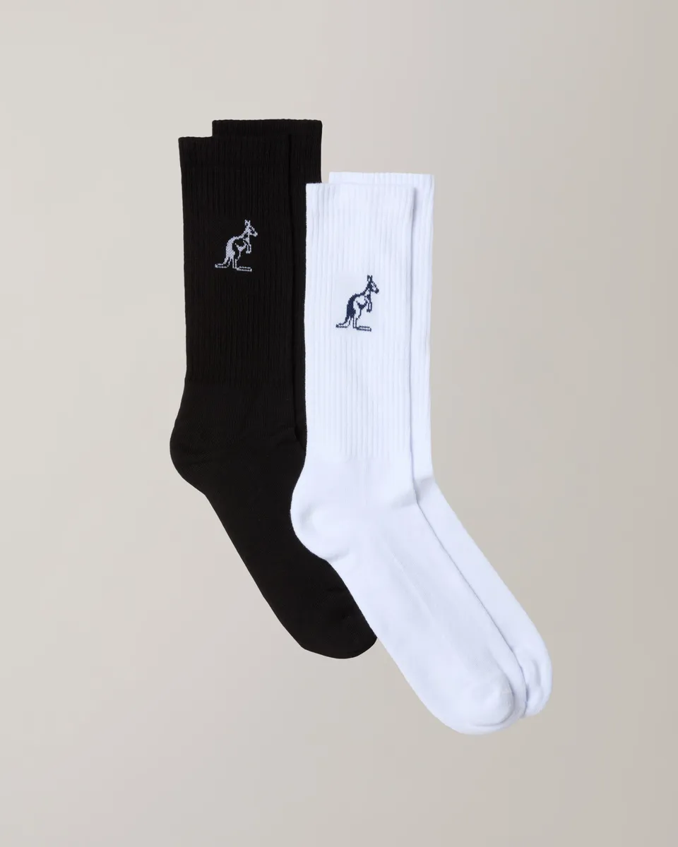 australian-bi-pack-cotton-socks-doppio-paio-bianco-nero image 1