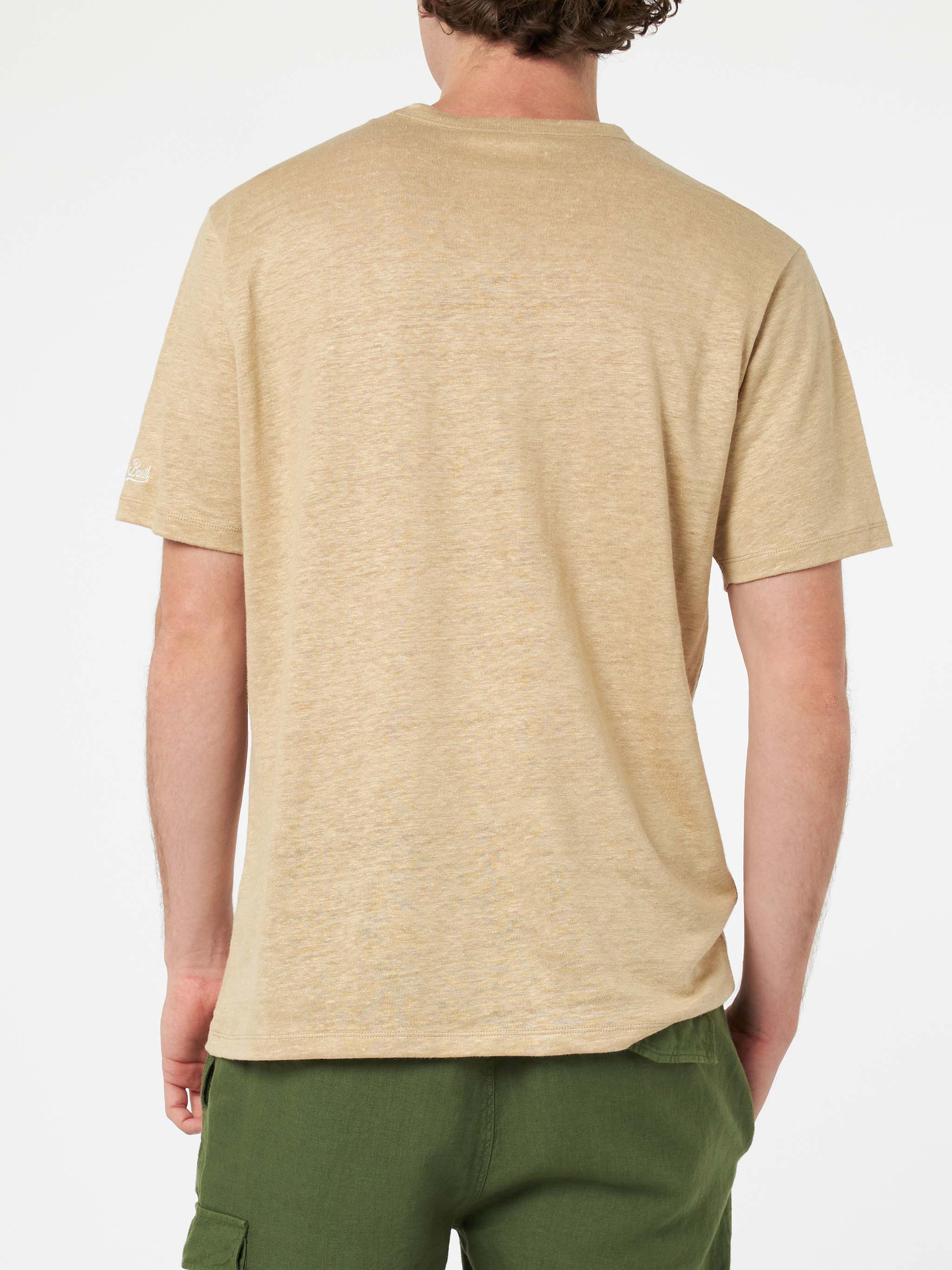 mc2-saint-barth-ecstasea-t-shirt-uomo-lino-jersey-beige-con-taschino image 4