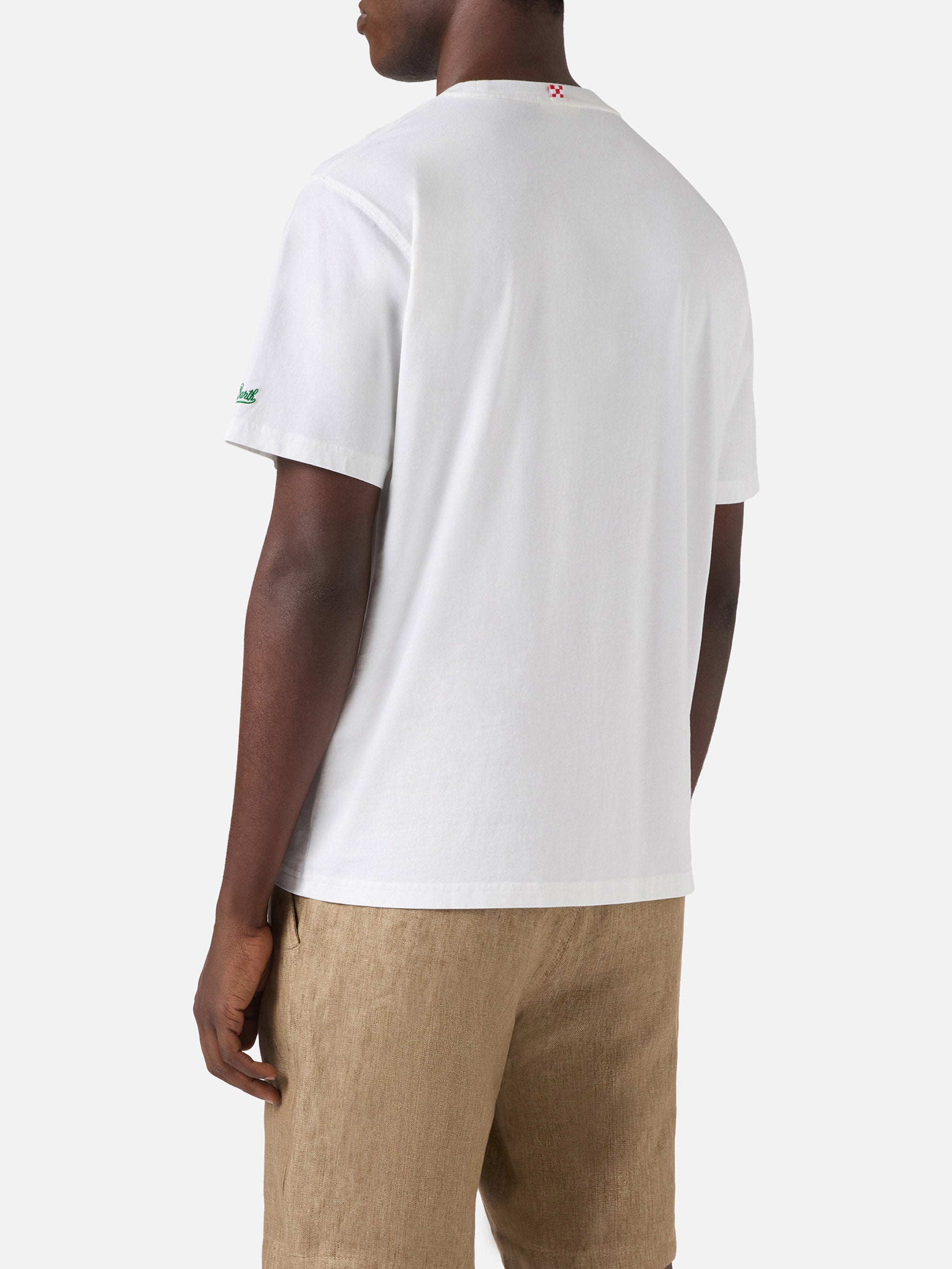 mc2-saint-barth-t-shirt-portofino-da-uomo-bianca-in-puro-cotone-con-ricamo-gin-t image 4