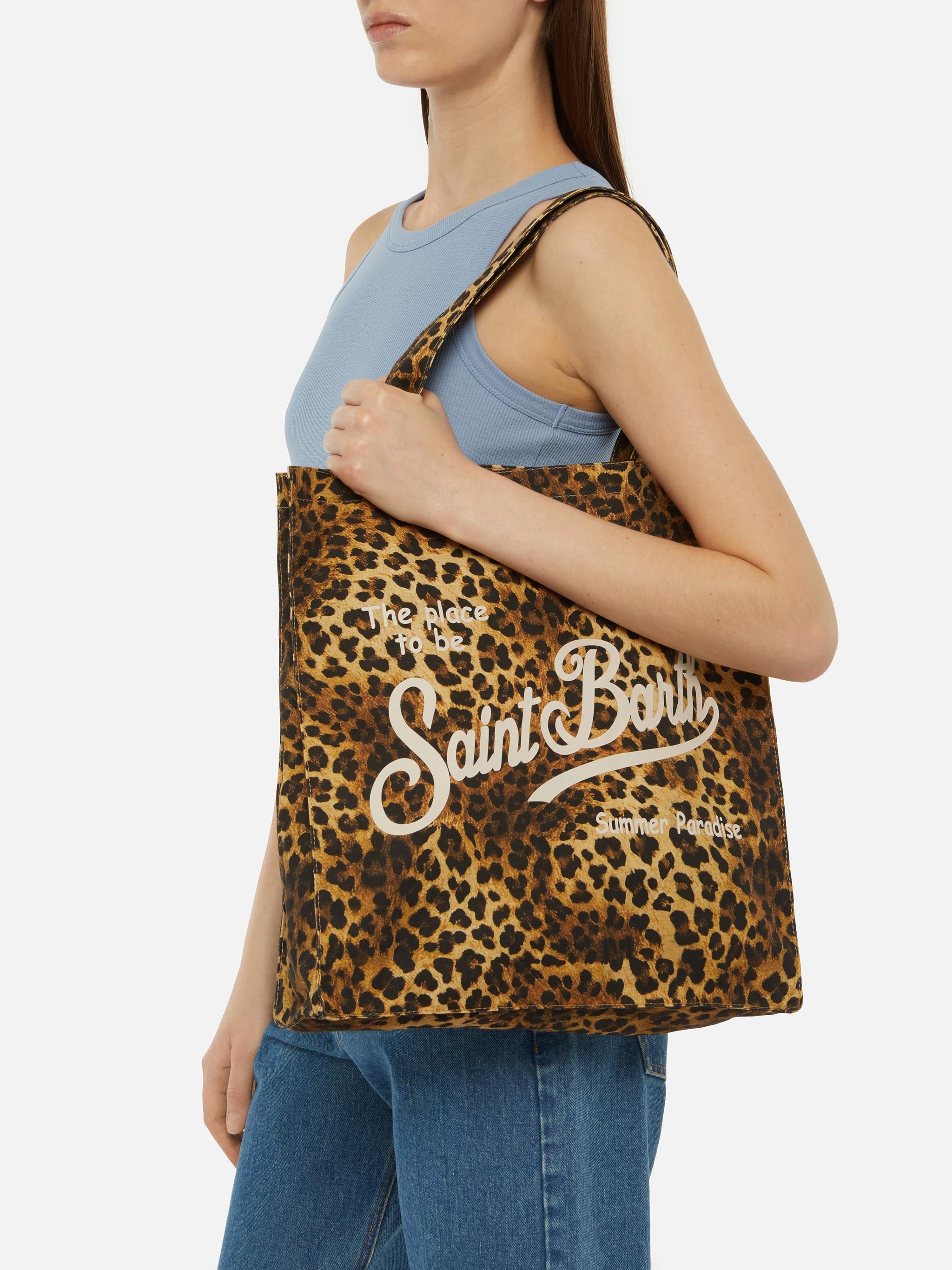 mc2-saint-barth-borsa-essential-cotone-animalier-marrone-logo-saint-barth image 2