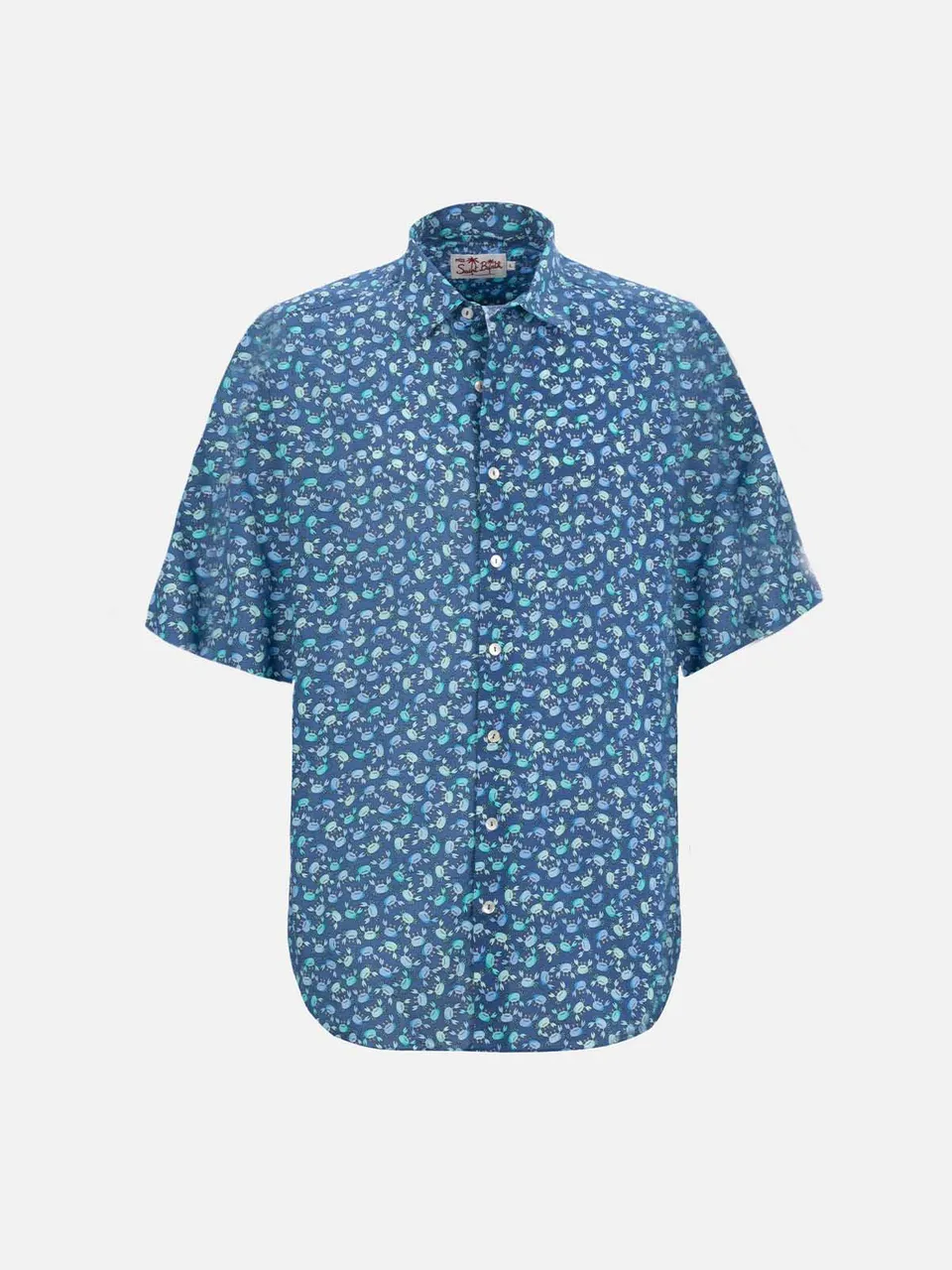 mc2-saint-barth-sharouk-camicia-bambino-in-mussola-di-cotone-stampa-granchi-blu image 1