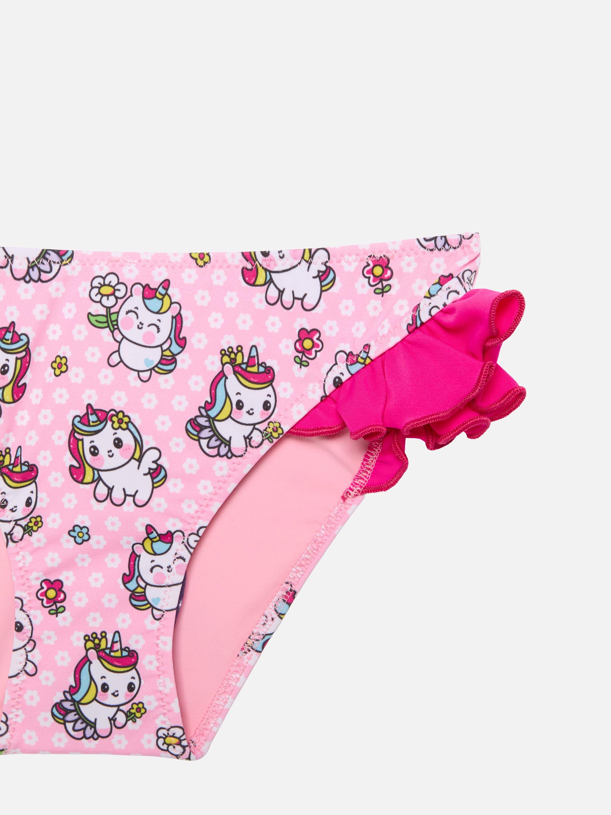 mc2-saint-barth-bikini-bambina-a-fascia-con-volant-stampa-unicorni-rosa image 3