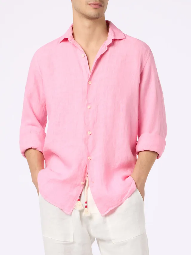 mc2-saint-barth-pamplona-camicia-in-lino-rosa image 1