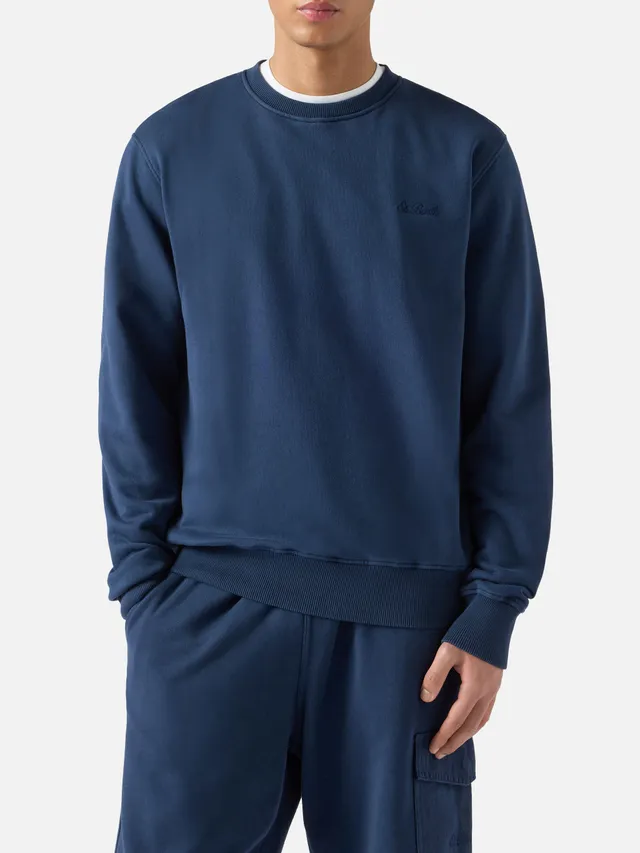 mc2-saint-barth-felpa-ponza-blu-navy-in-cotone-con-ricamo-st-barth image 1
