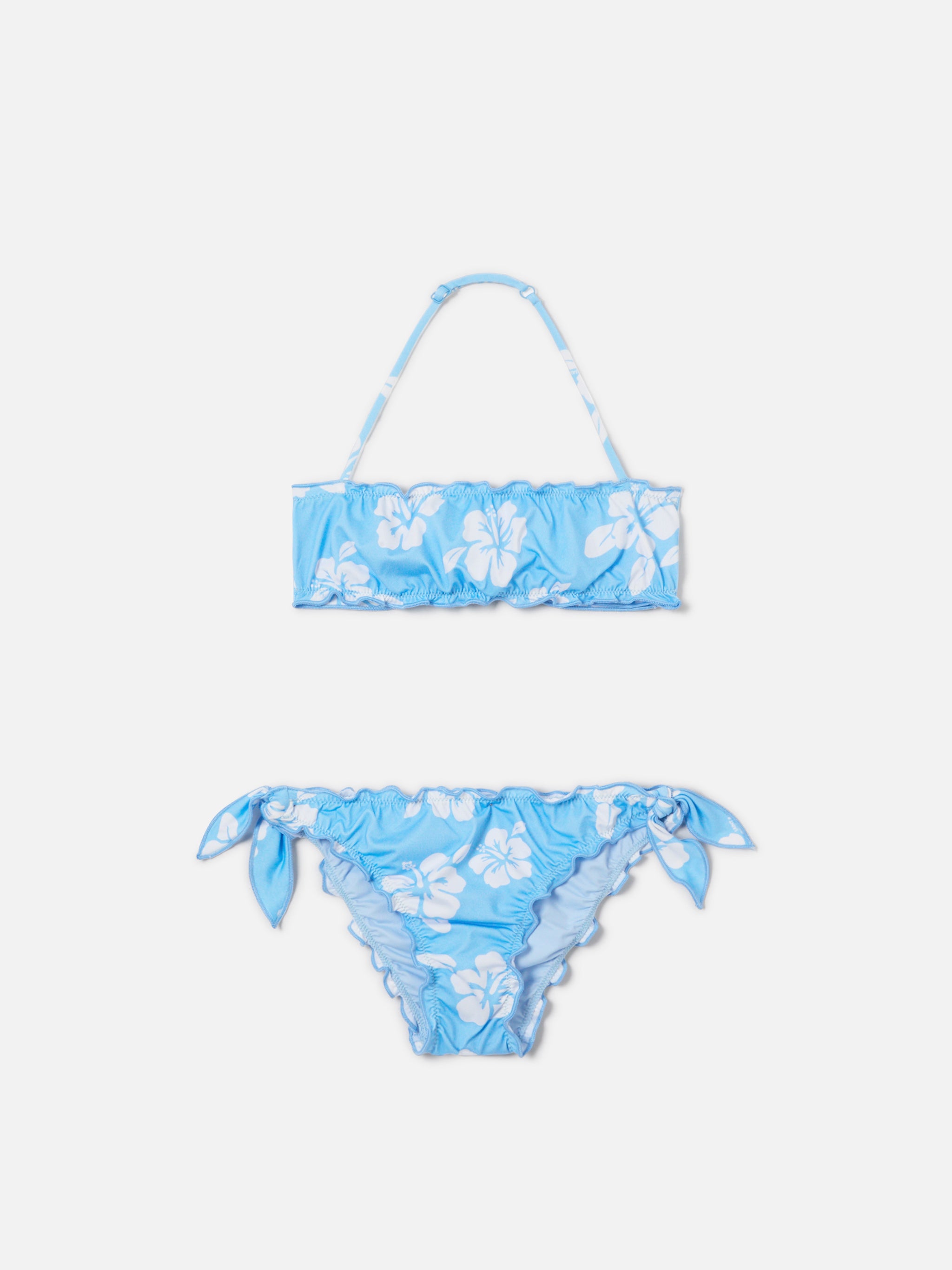 mc2-saint-barth-bikini-bambina-emy-a-fascia-azzurro-stampa-ibisco image 1