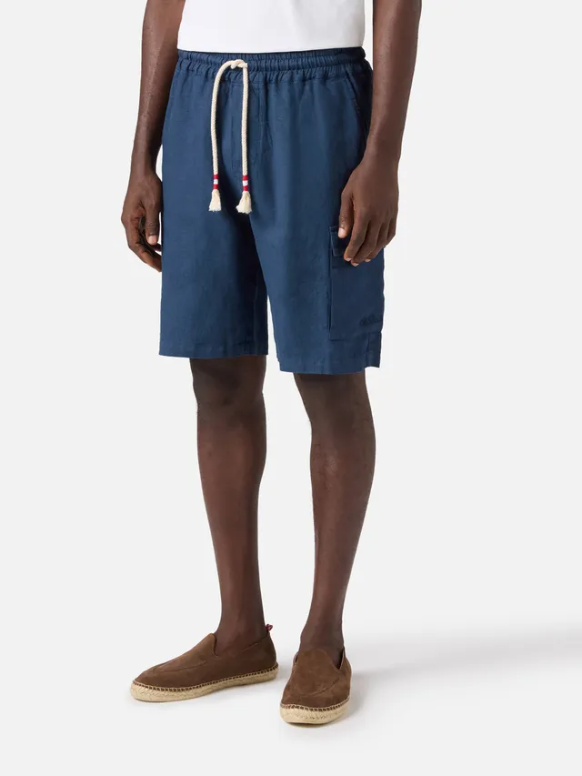 mc2-saint-barth-bermuda-marseille-uomo-in-puro-lino-blu-navy-tinta-unita image 1
