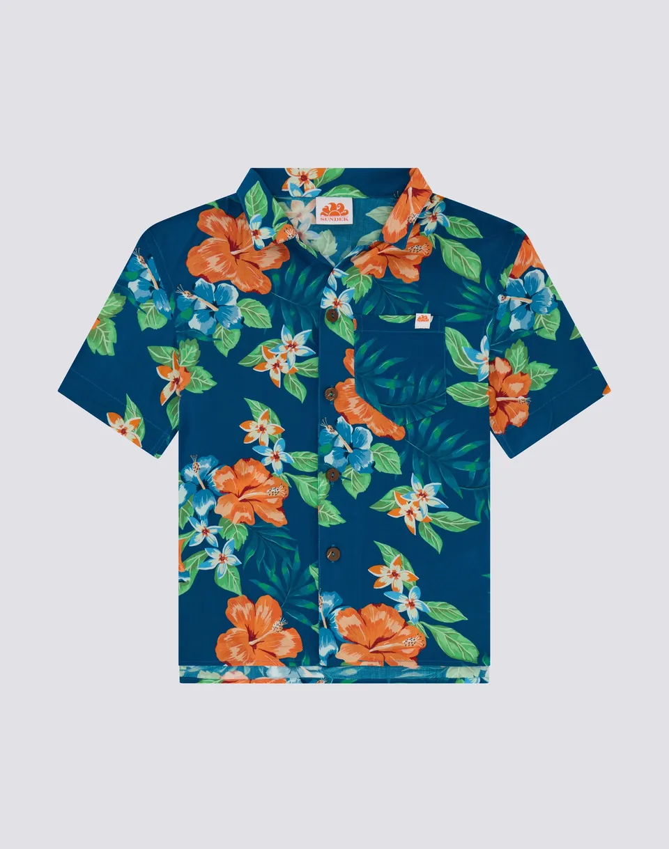 sundek-camicia-bambino-bowling-floreale-in-viscosa-popeline image 1