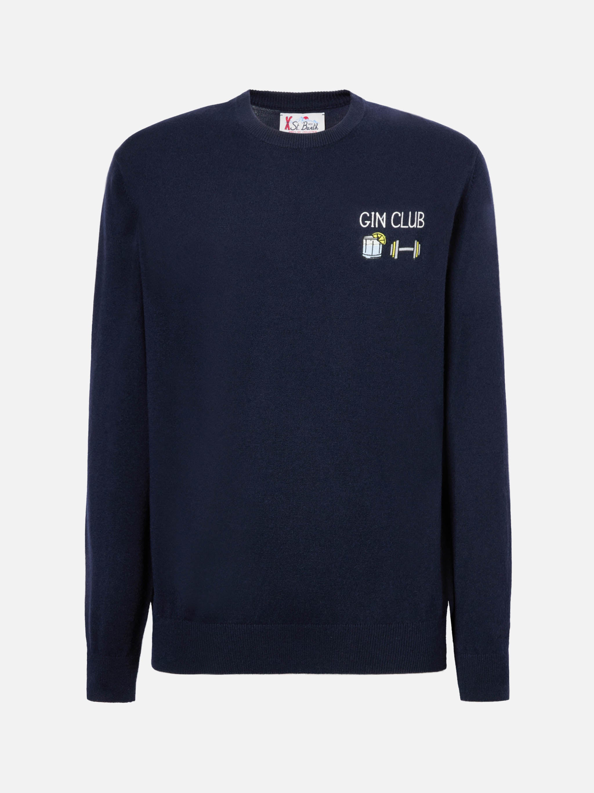 mc2-saint-barth-heron-light-maglione-girocollo-con-ricamo-gin-club-blu image 5