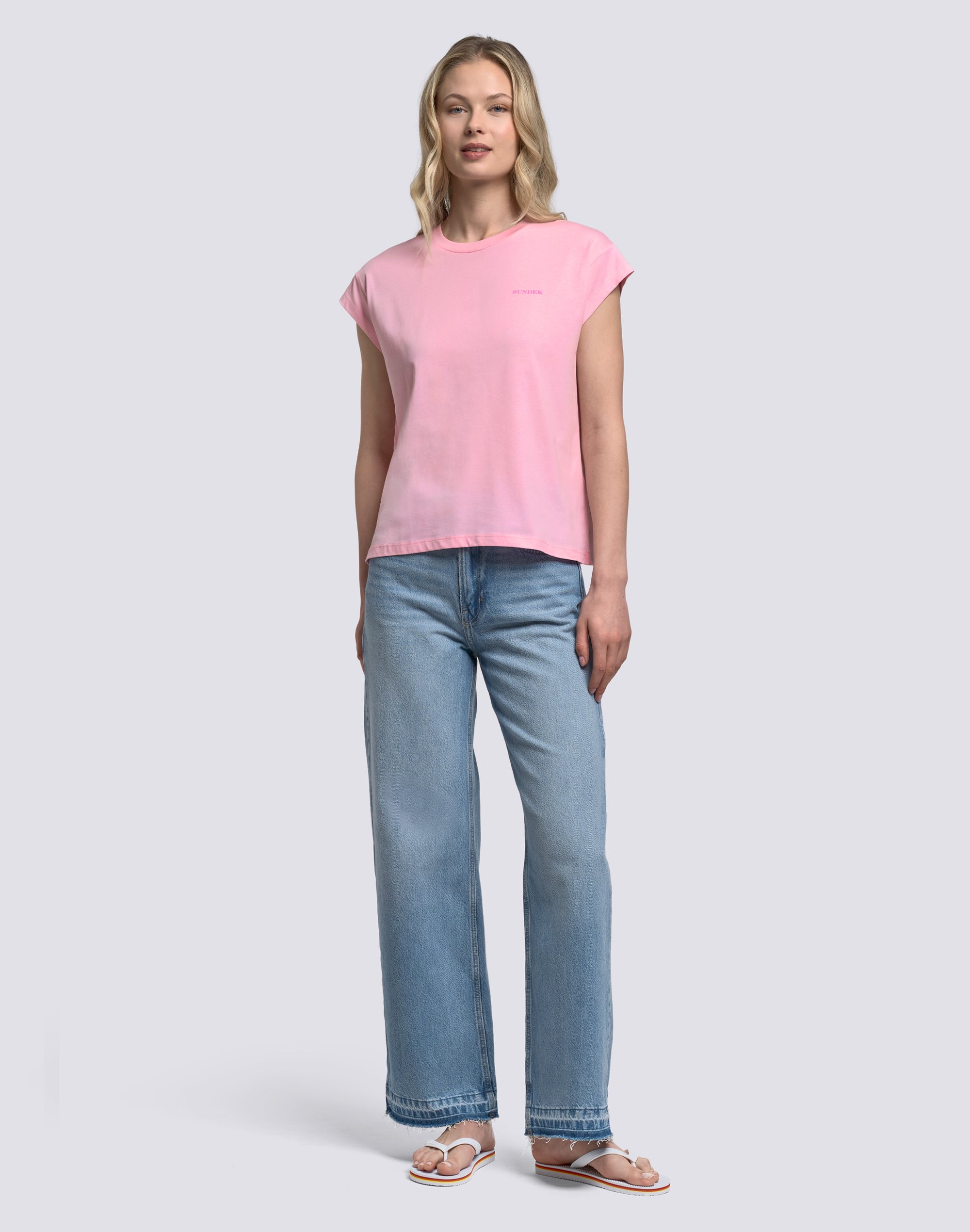 sundek-t-shirt-donna-stampa-degrad-top-boxy-goldenwave image 3