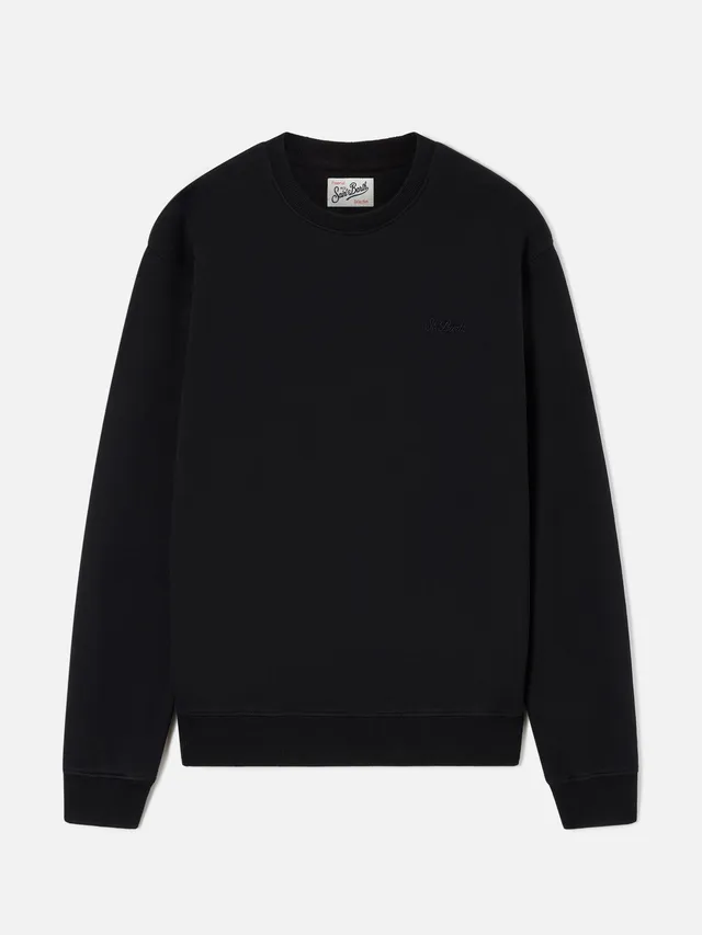 mc2-saint-barth-fourseason-felpa-girocollo-uomo-nera-in-cotone image 1