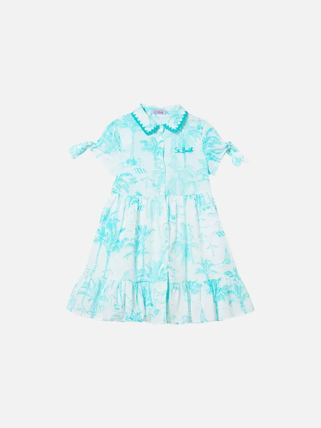 mc2-saint-barth-eloise-abito-bambina-toile-de-jouy-verde-acqua-100-cotone image 1