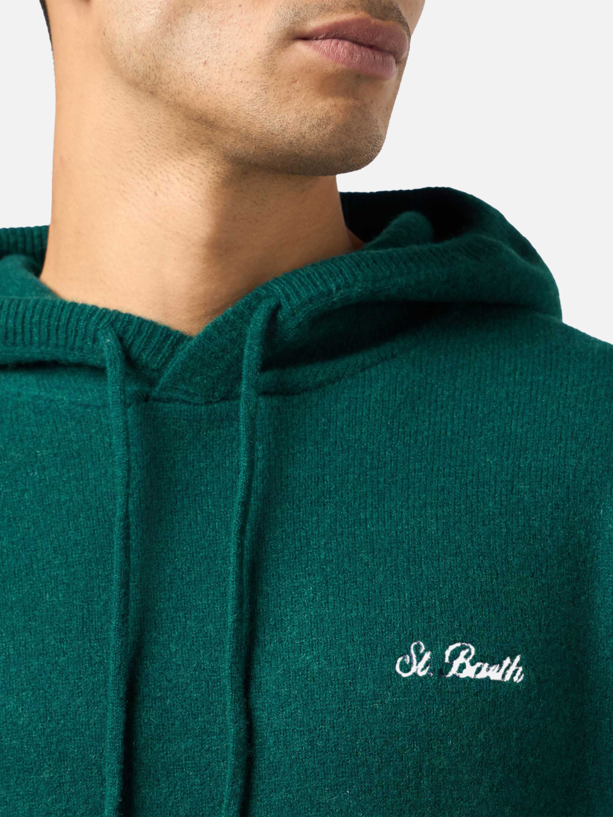 mc2-saint-barth-maglia-mahony-in-lana-con-cappuccio-verde-british-tinta-unita image 3