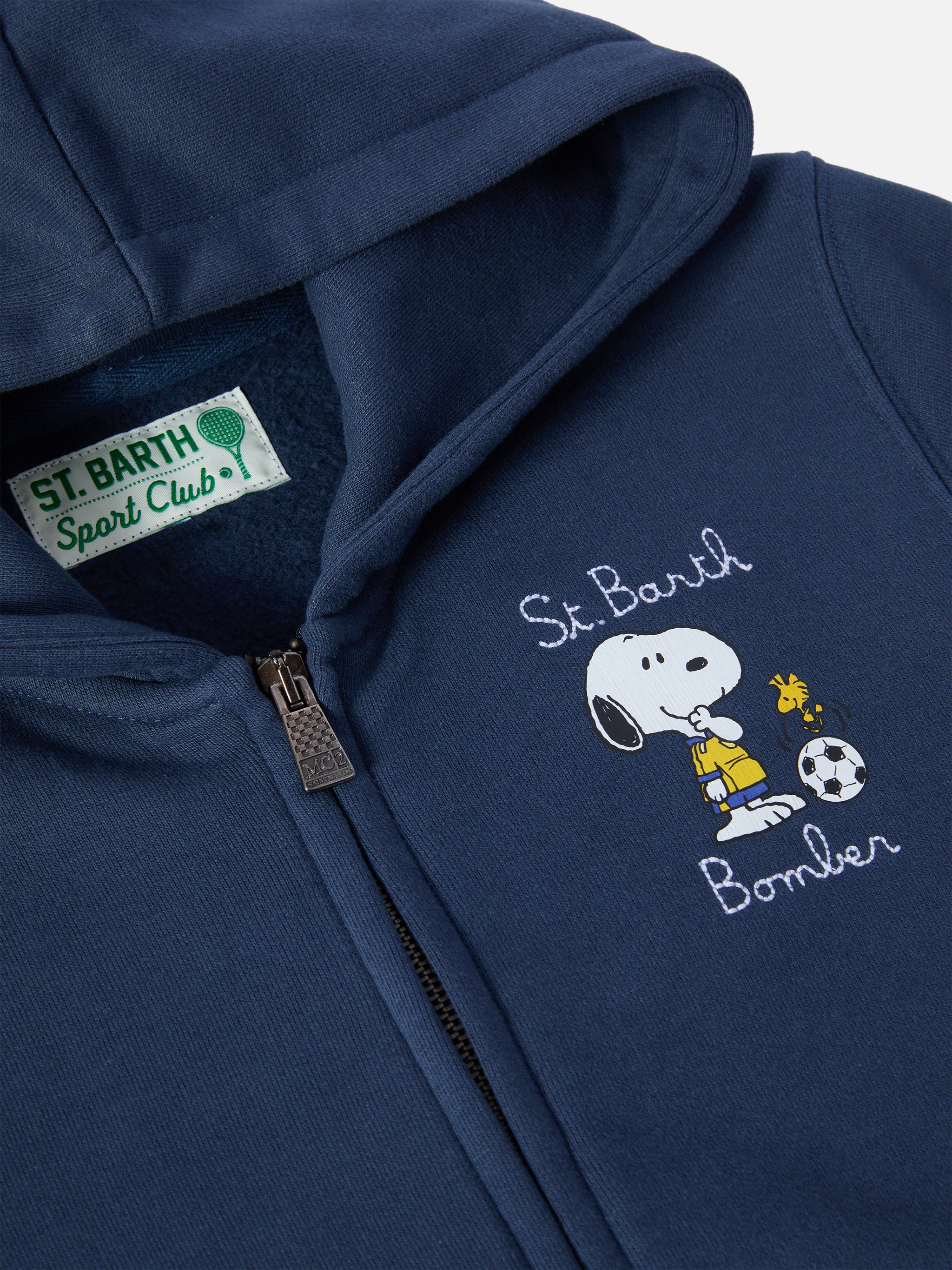 mc2-saint-barth-felpa-toronto-bambino-blu-navy-con-cappuccio-e-stampa-snoopy-pea image 2