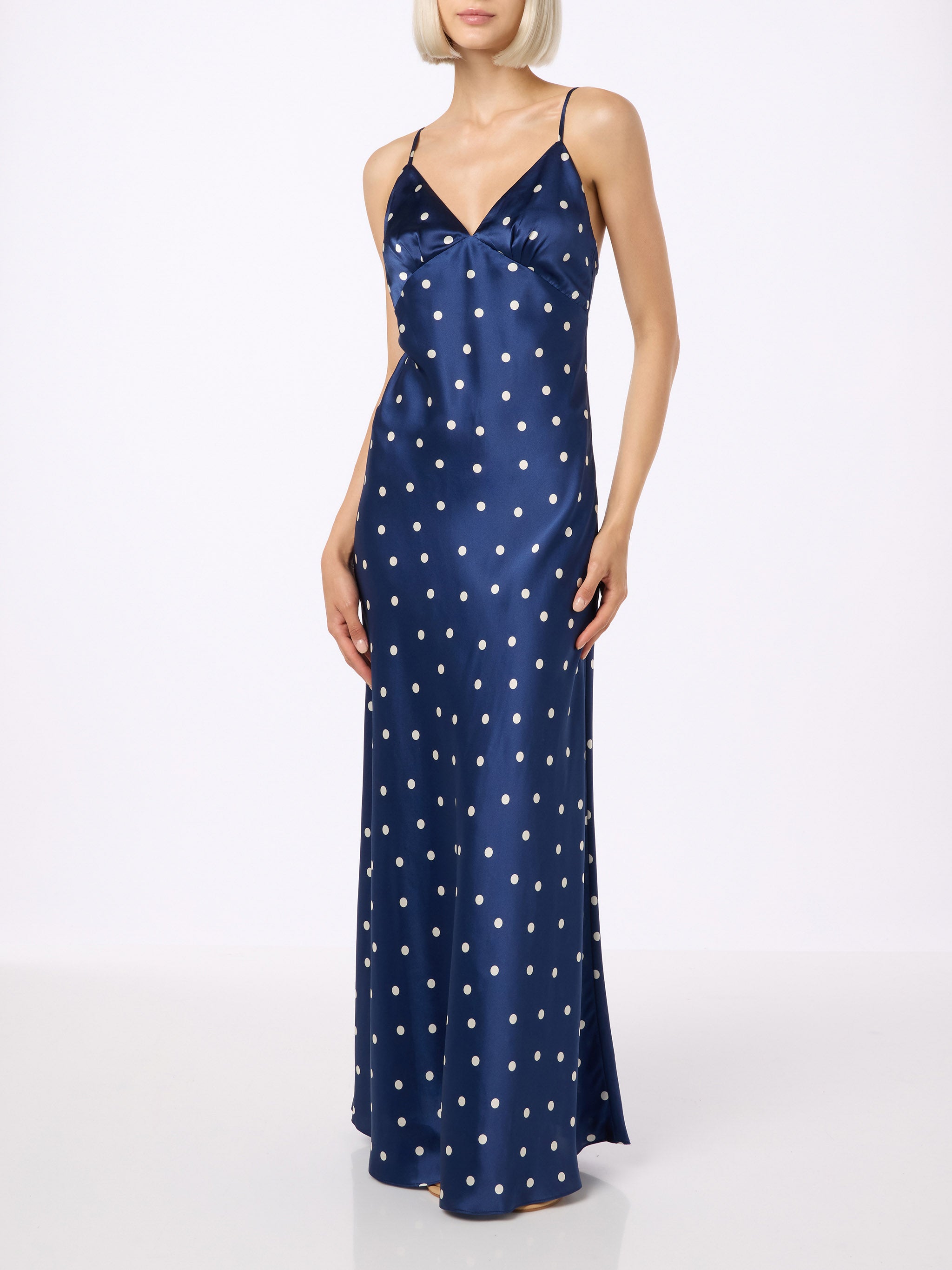 mc2-saint-barth-vestito-ravel-in-pura-seta-blu-navy-a-pois-scollo-a-v image 1