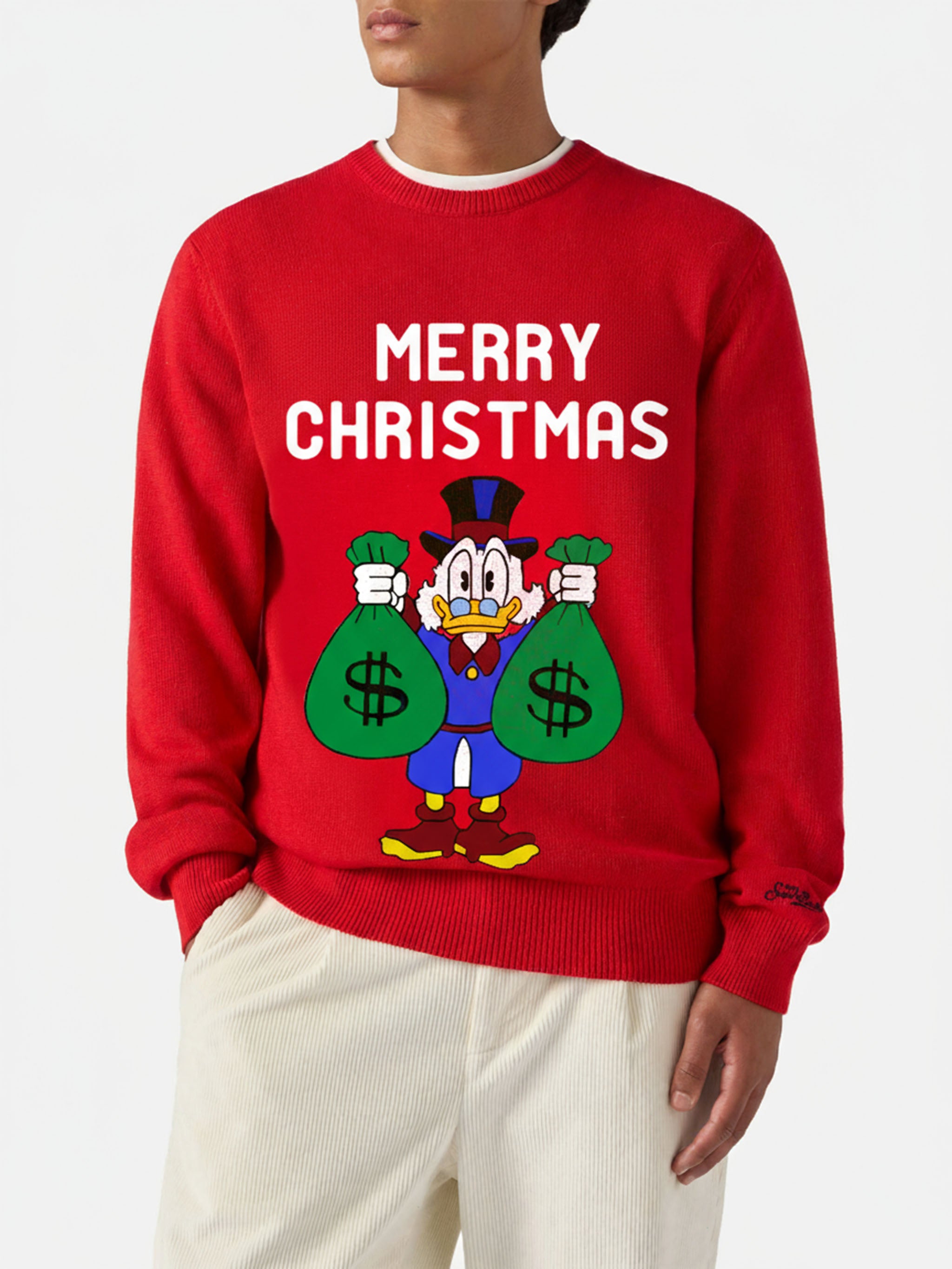 mc2-saint-barth-maglione-heron-uomo-jacquard-zio-paperone-merry-christmas-rosso- image 1