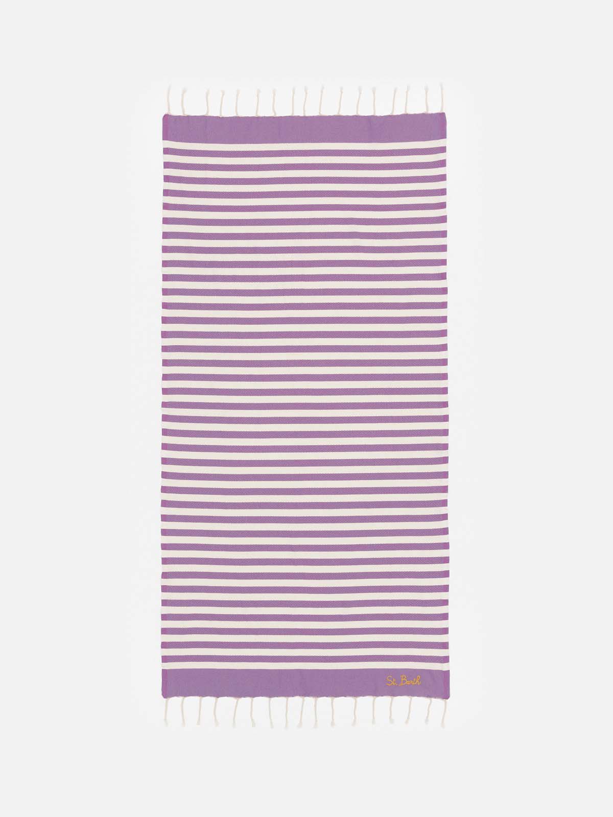 mc2-saint-barth-fouta-in-cotone-telo-da-spiaggia-con-stampa-a-righe-viola image 1