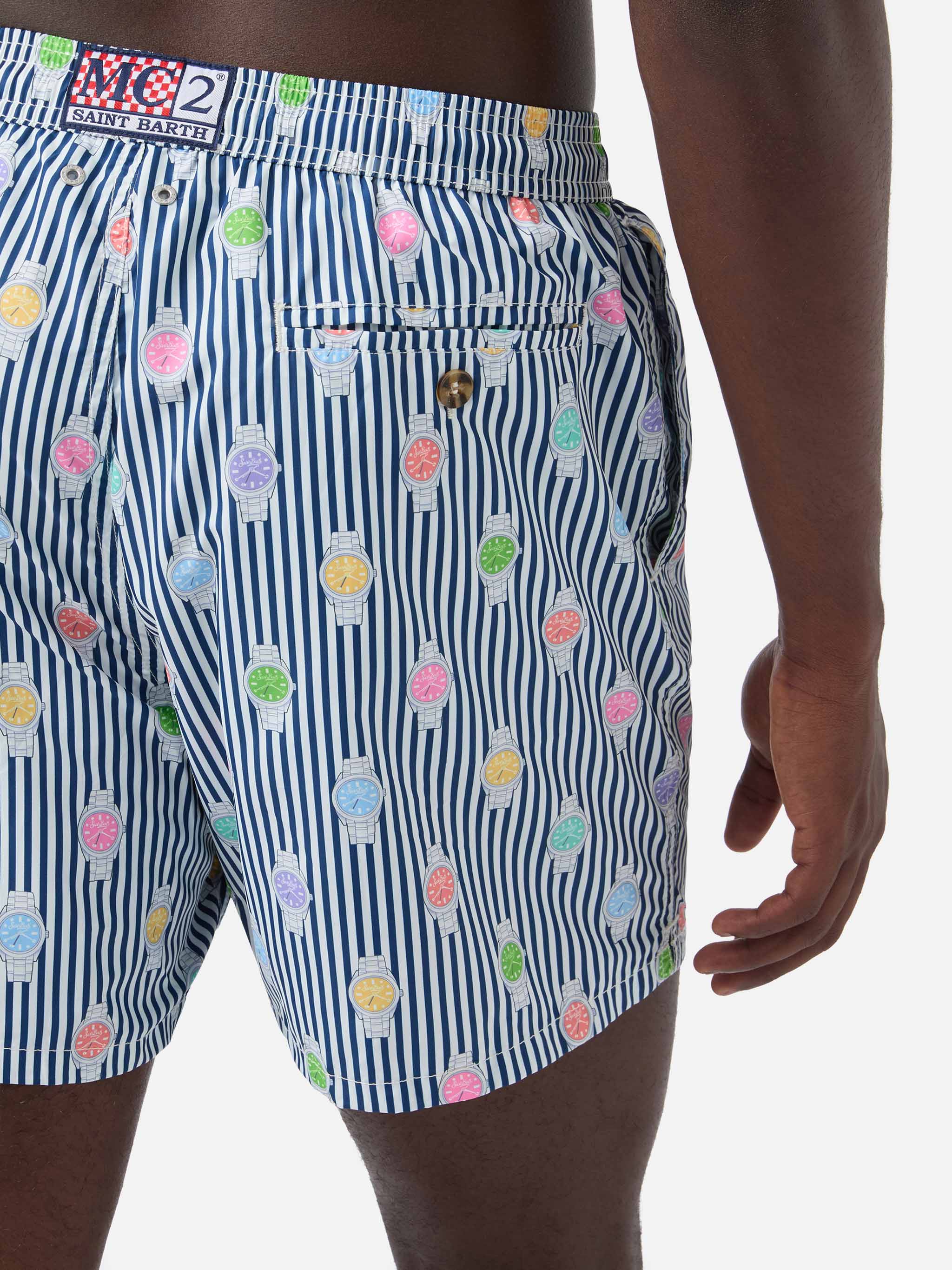 mc2-saint-barth-costume-da-bagno-uomo-lighting-micro-navy-a-righe-con-stampa-oro image 6
