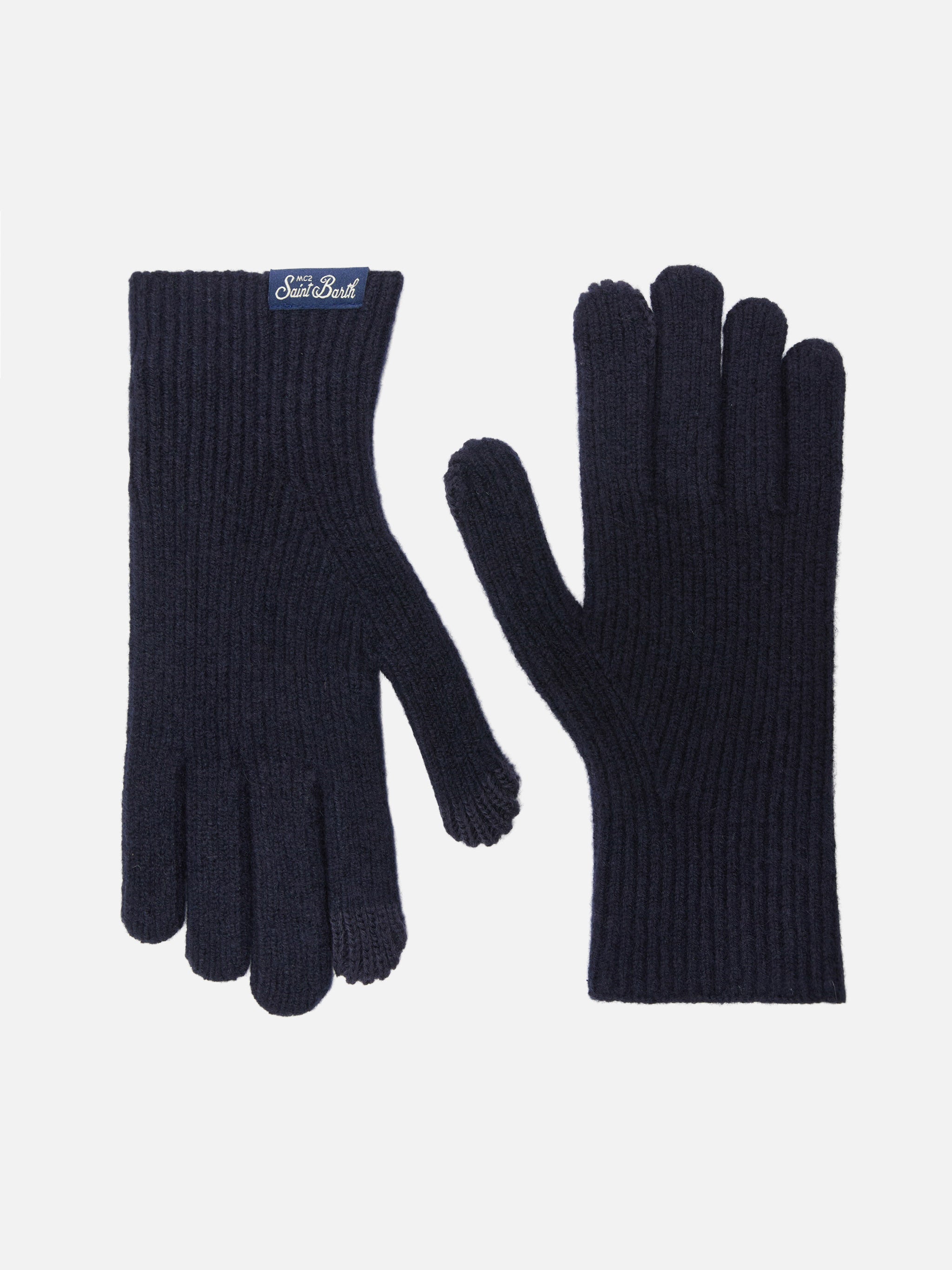 mc2-saint-barth-brixton-guanti-a-coste-in-misto-cashmere-blu-notte image 1