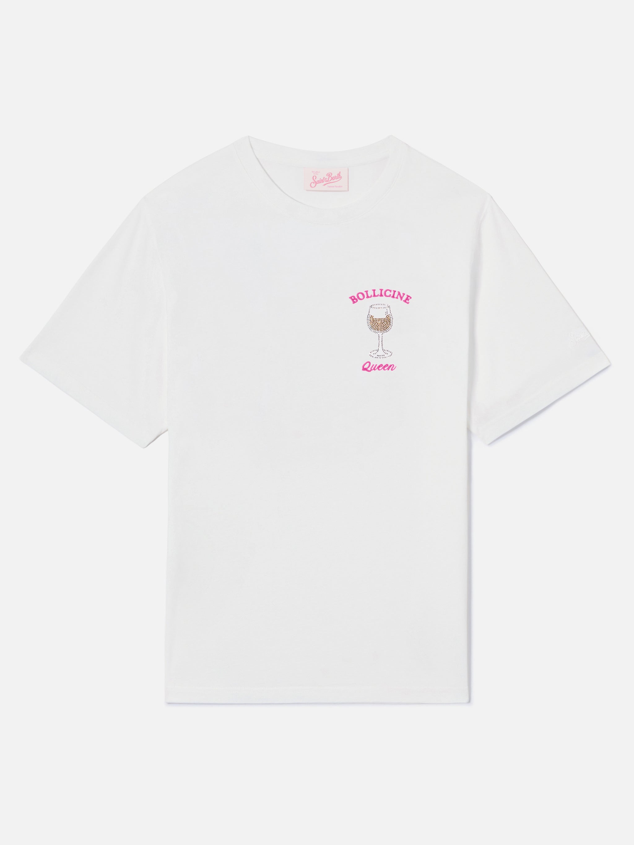 mc2-saint-barth-emilie-t-shirt-donna-bianca-bollicine-queen-con-strass image 4