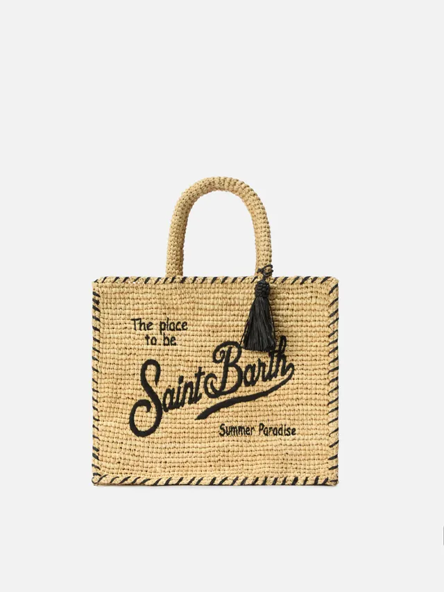 mc2-saint-barth-borsa-colette-in-raffia-beige-con-logo-ricamato-nero-e-nappetta image 1