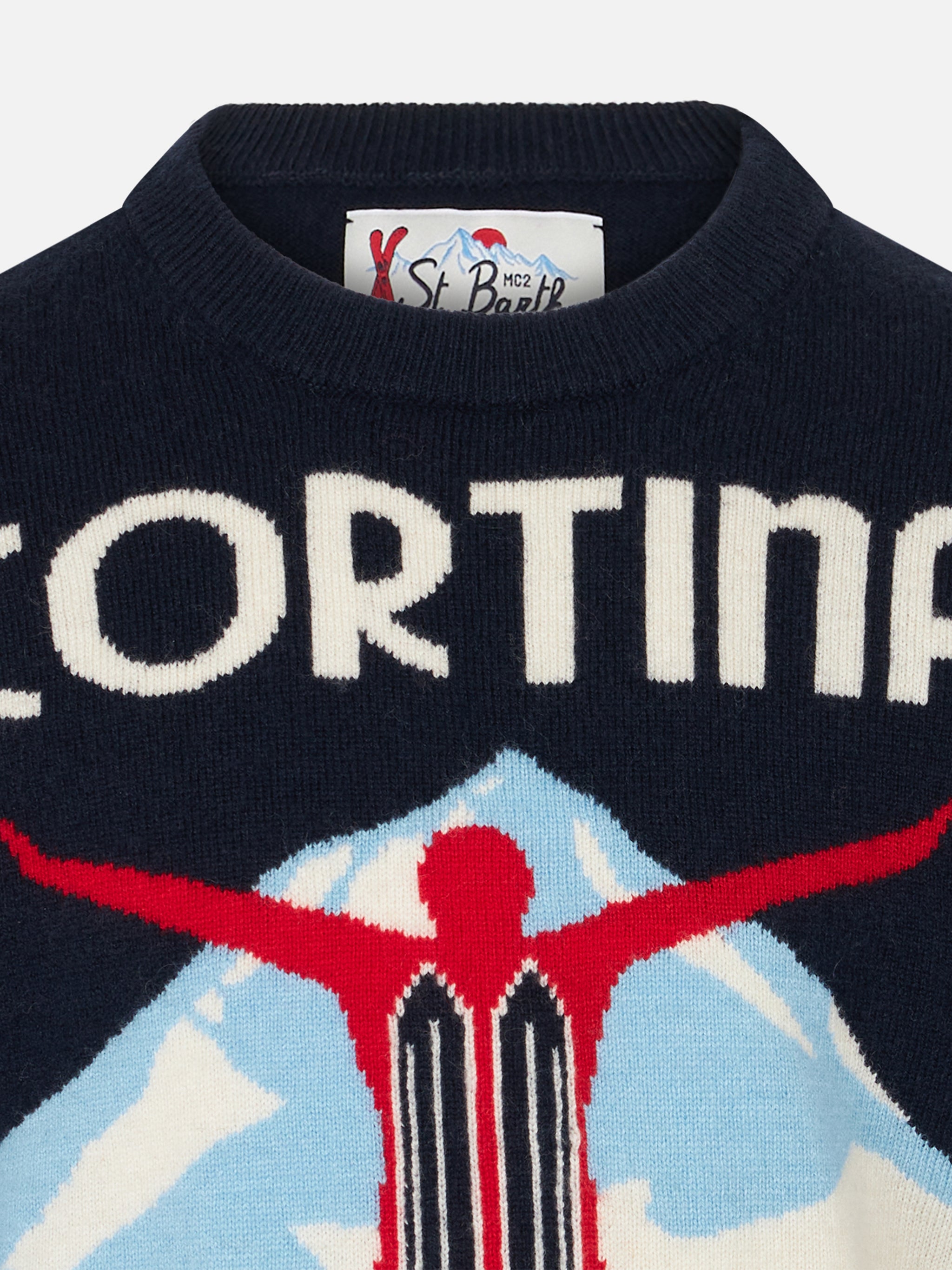mc2-saint-barth-danya-maglia-bambino-girocollo-blu-stampa-cartolina-cortina image 2