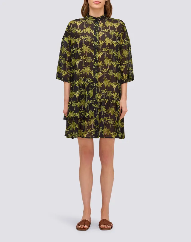 sundek-abito-donna-corto-voile-cotone-stampa-botanic image 1
