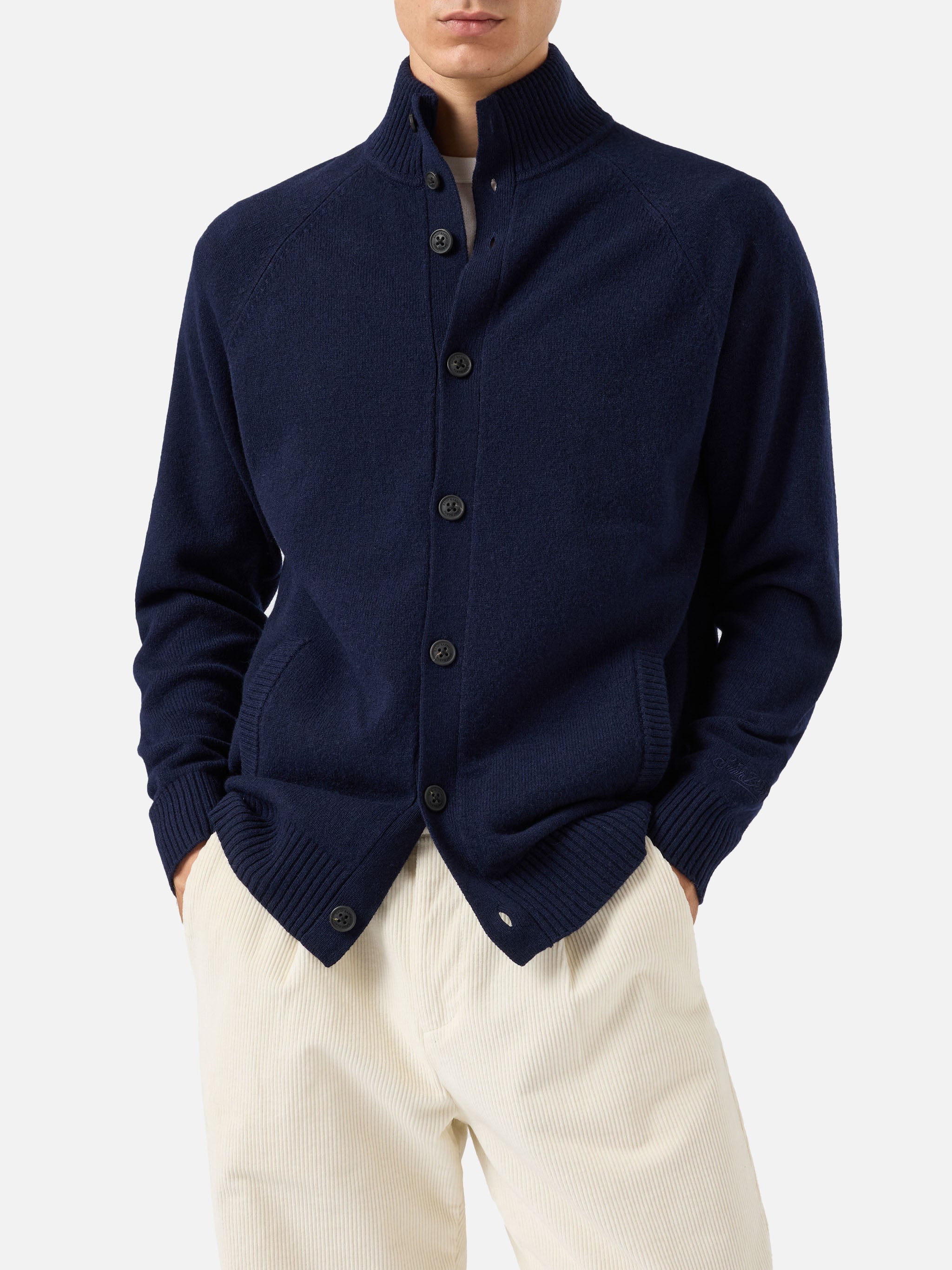 mc2-saint-barth-cardigan-galway-in-100-lambswool-blu-notte image 1