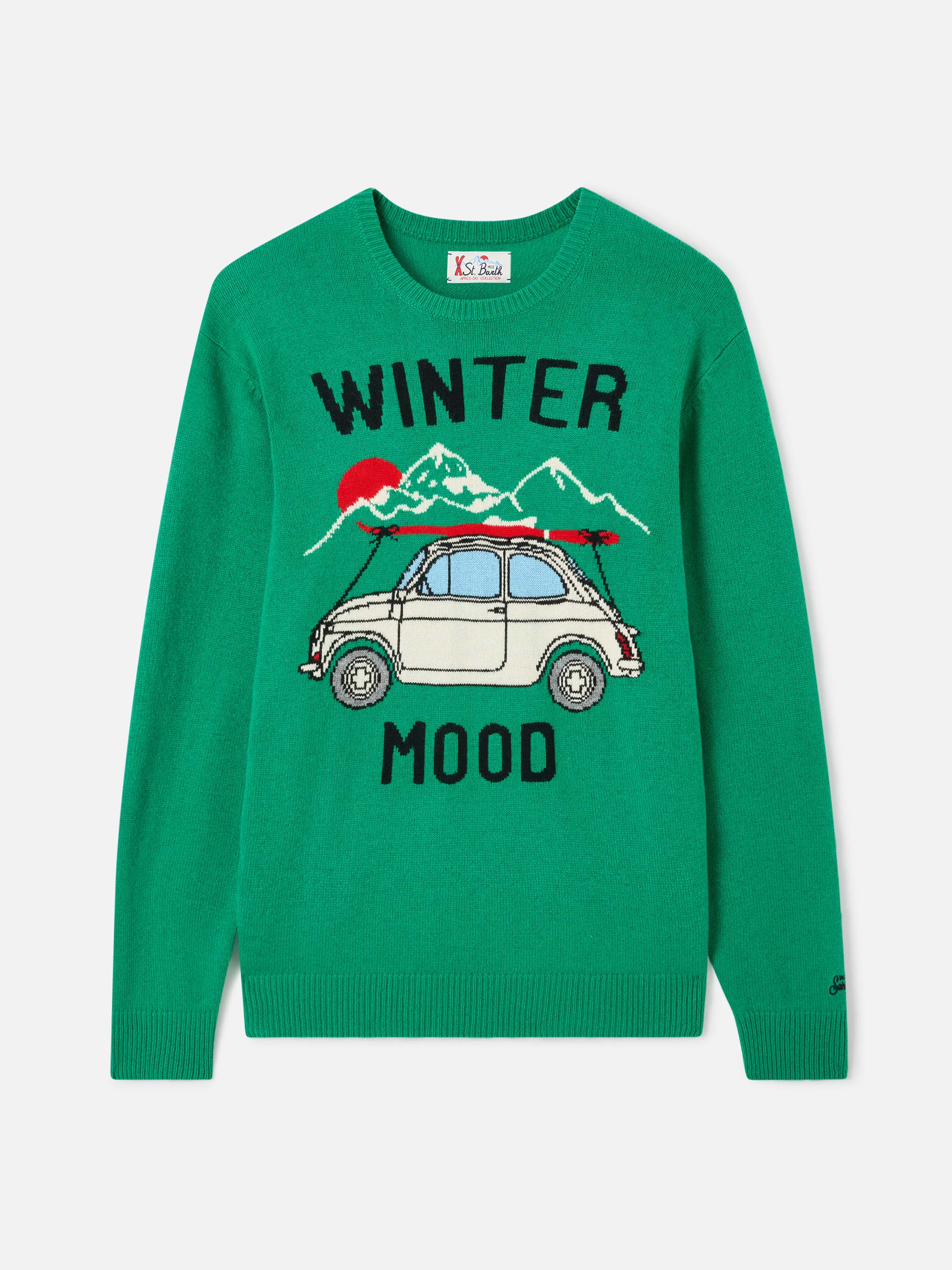 mc2-saint-barth-heron-maglione-uomo-verde-fiat-500-jacquard-special-edition image 5