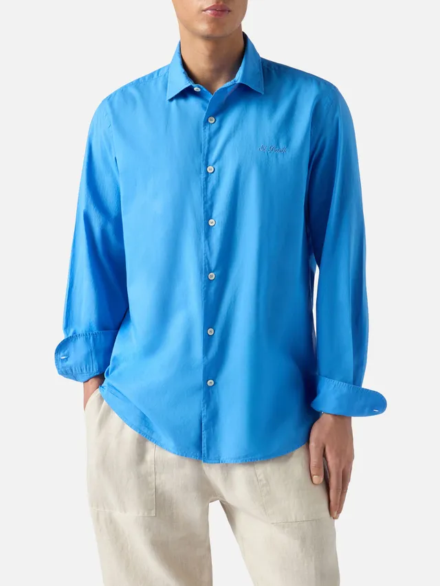 mc2-saint-barth-chemise-uomo-in-voile-di-cotone-blu image 1