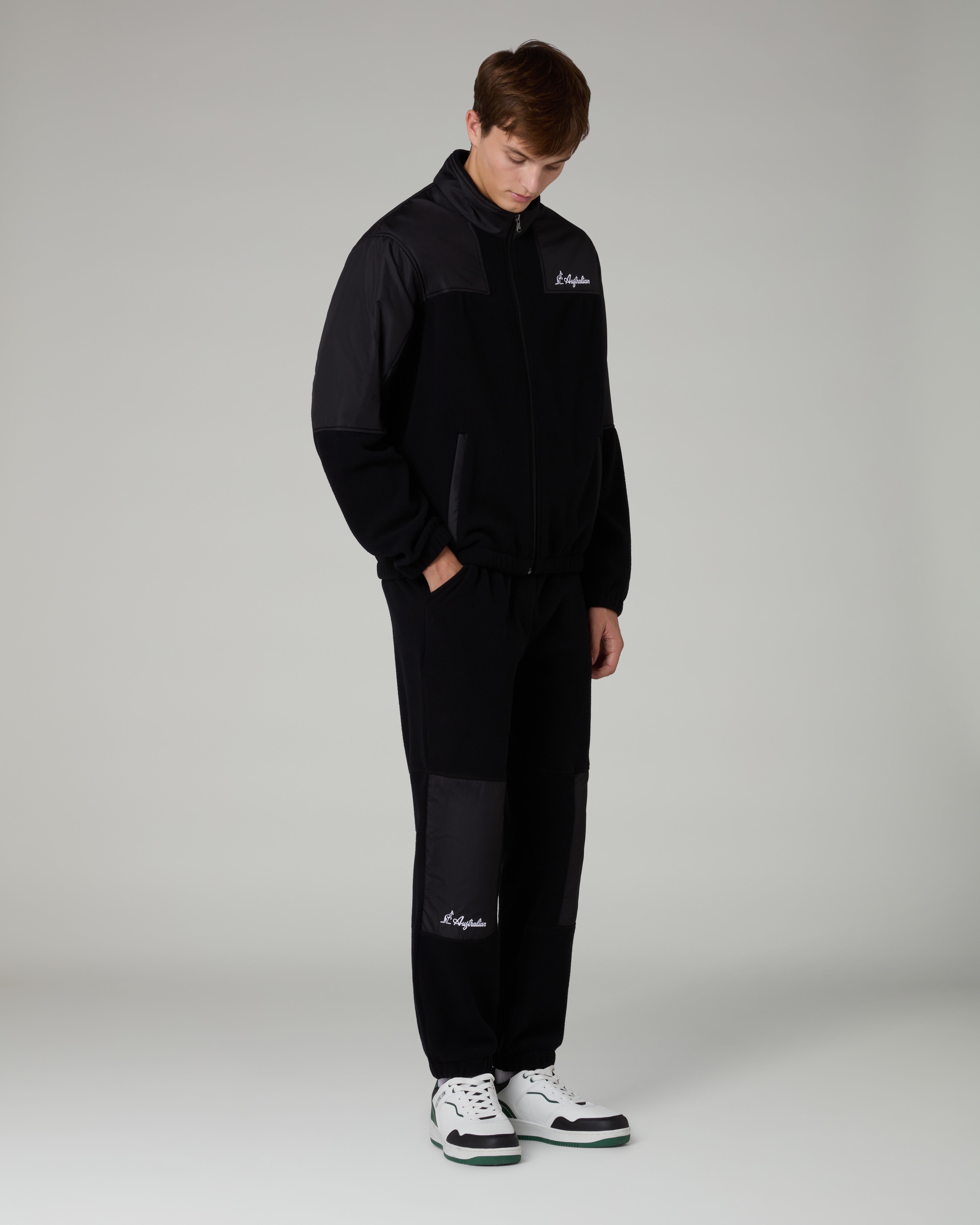 australian-color-block-track-pant-nero-in-pile-con-inserti-brice image 2