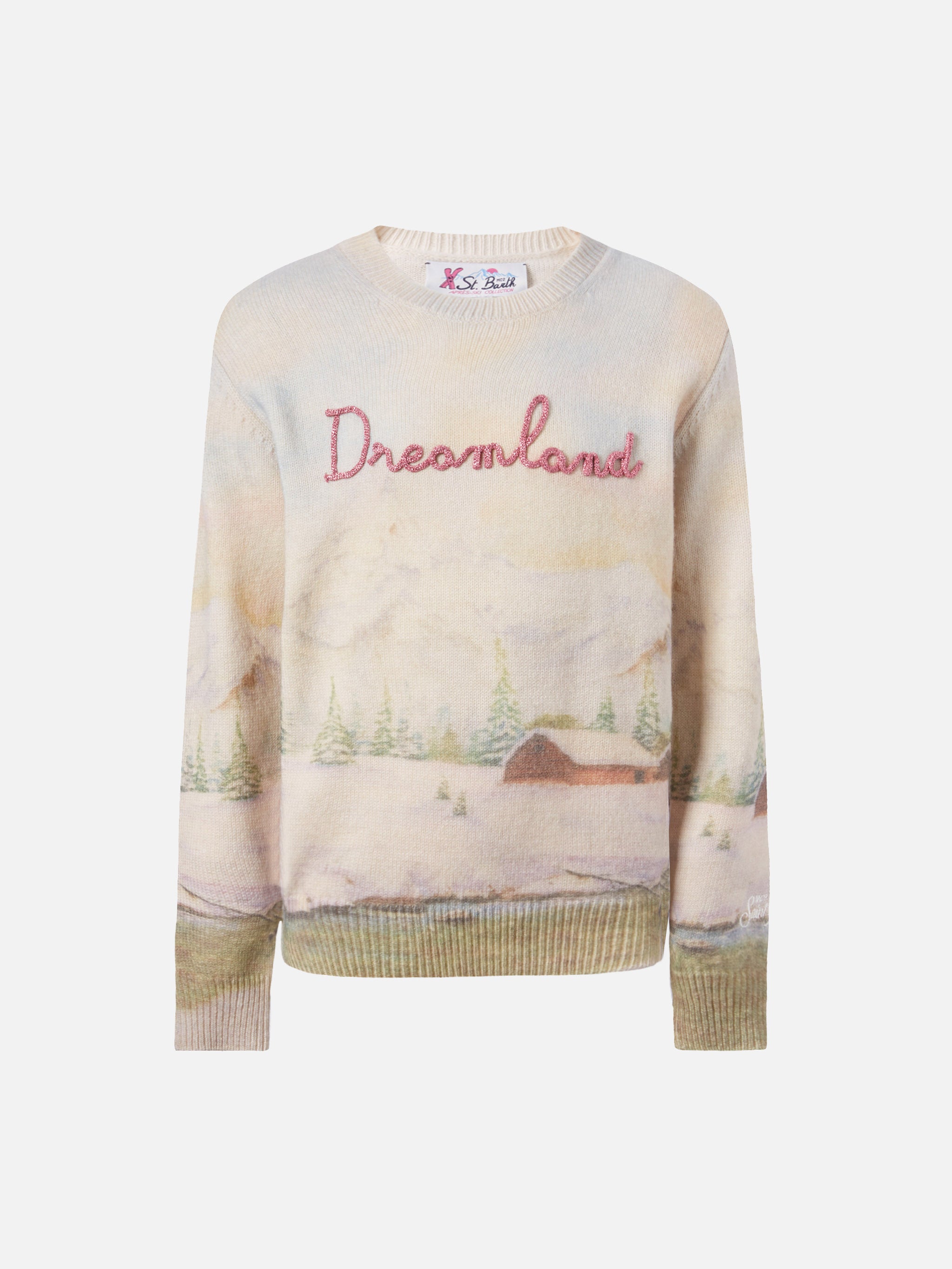 mc2-saint-barth-girocollo-princess-bianco-con-stampa-montagna-e-ricamo-dreamland image 1