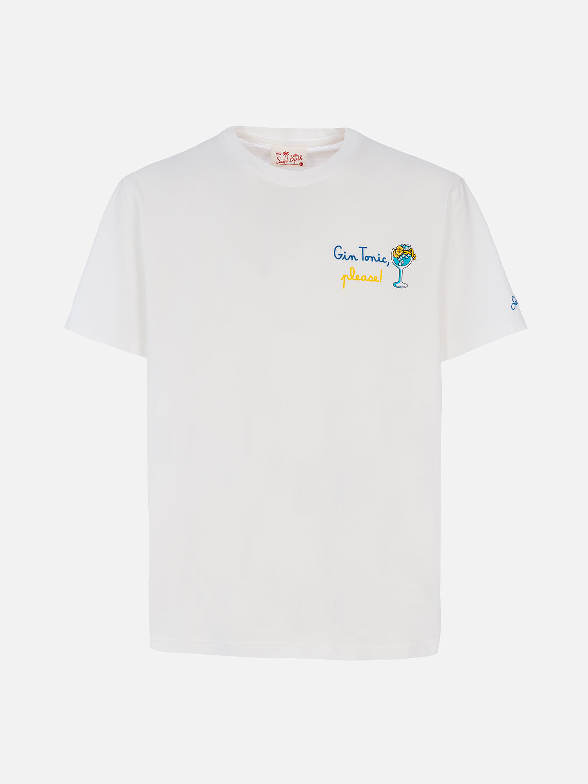 mc2-saint-barth-t-shirt-man-uomo-cotone-organico-gin-tonic-please-bianca image 3