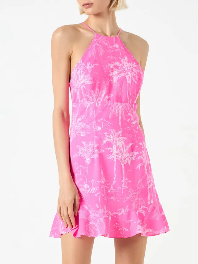mc2-saint-barth-abito-sottoveste-raso-toile-de-jouy-rosa-fluo image 1