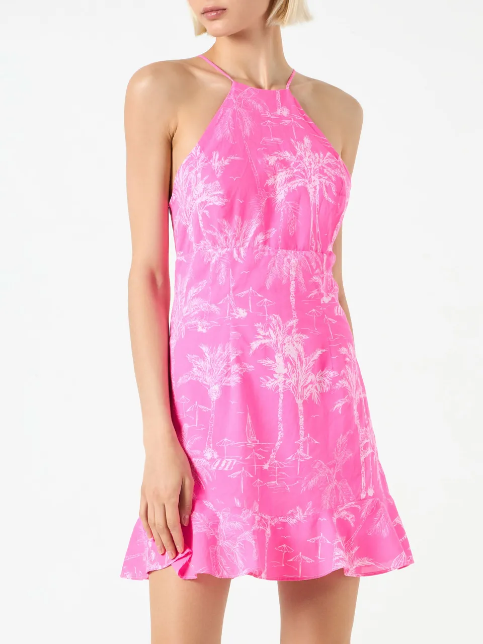 mc2-saint-barth-abito-sottoveste-raso-toile-de-jouy-rosa-fluo image 1